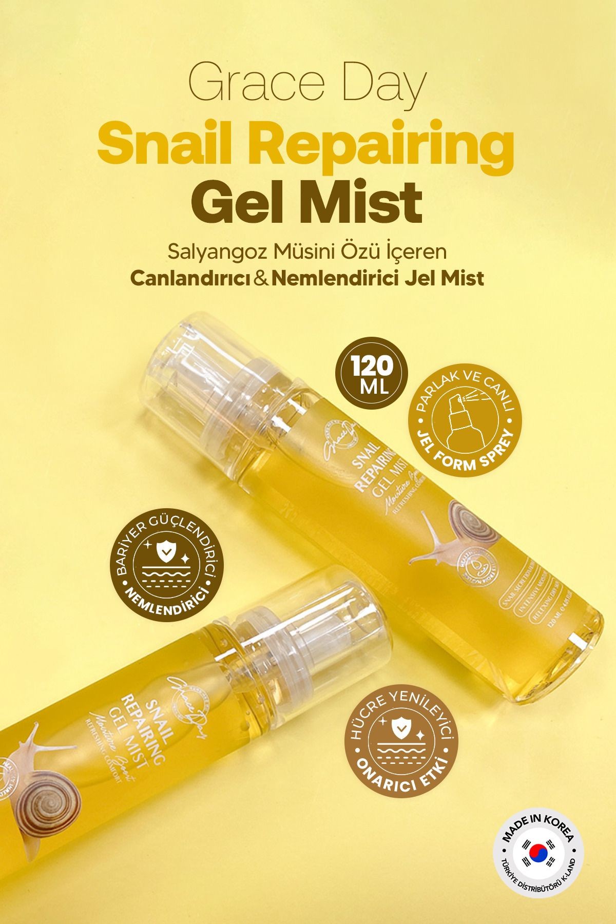 Salyangoz Filtratı İçeren Nemlendirici Onarıcı Jel Sprey Grace Day Snail Repairing Gel Mist 120ml