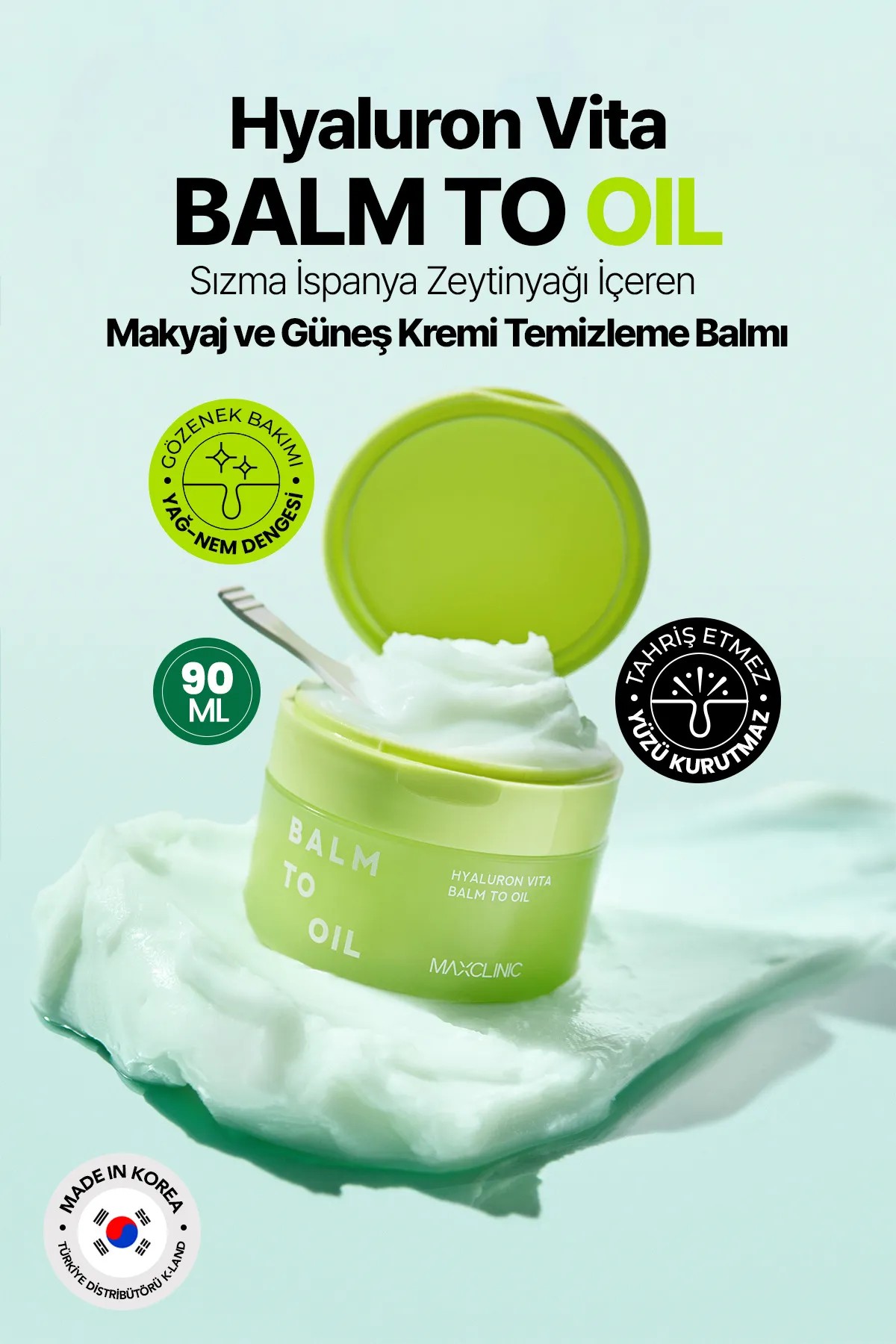 Makyaj ve Güneş Kremi Temizleme Balmı MAXCLINIC Hyaluron Vita Balm to Oil 90ml