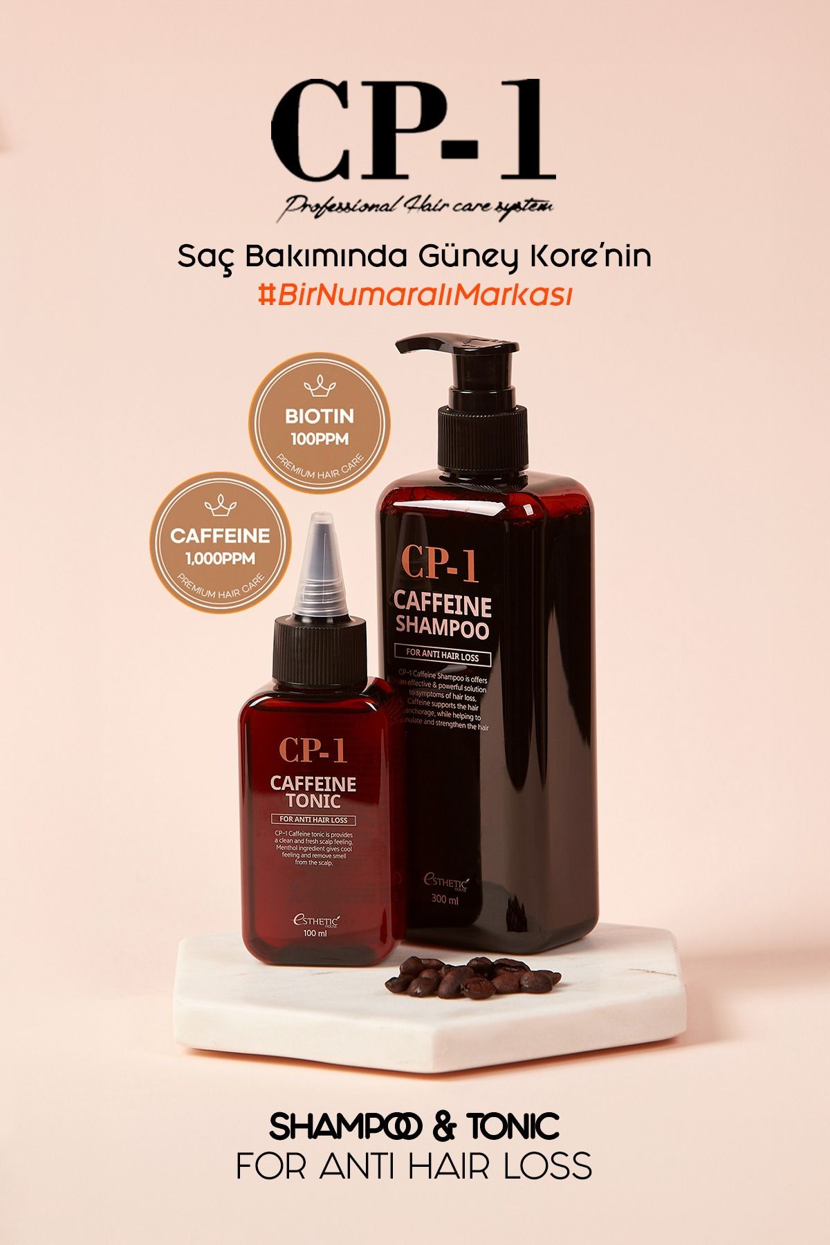 CP-1 Saç Dökülmesi Karşıtı Kafein ve Biotin İçeren Şampuan Caffeine Shampoo 300 ML