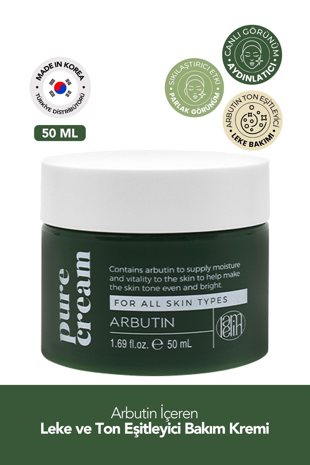 Arbutin İçeren Leke ve Yüz Bakım Kremi Lamelin Arbutin Pure Cream 50 ml