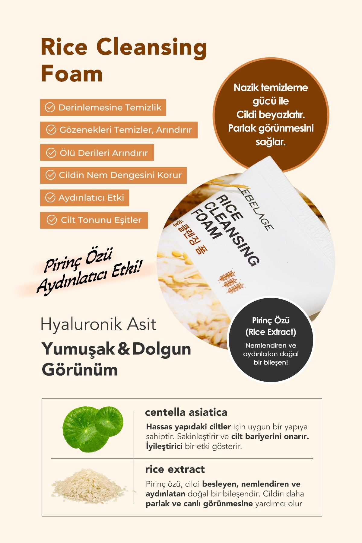 Kore Pirinç Özü İçeren Aydınlatıcı Temizleme Köpüğü Lebelage Korean Rice Cleansing Foam