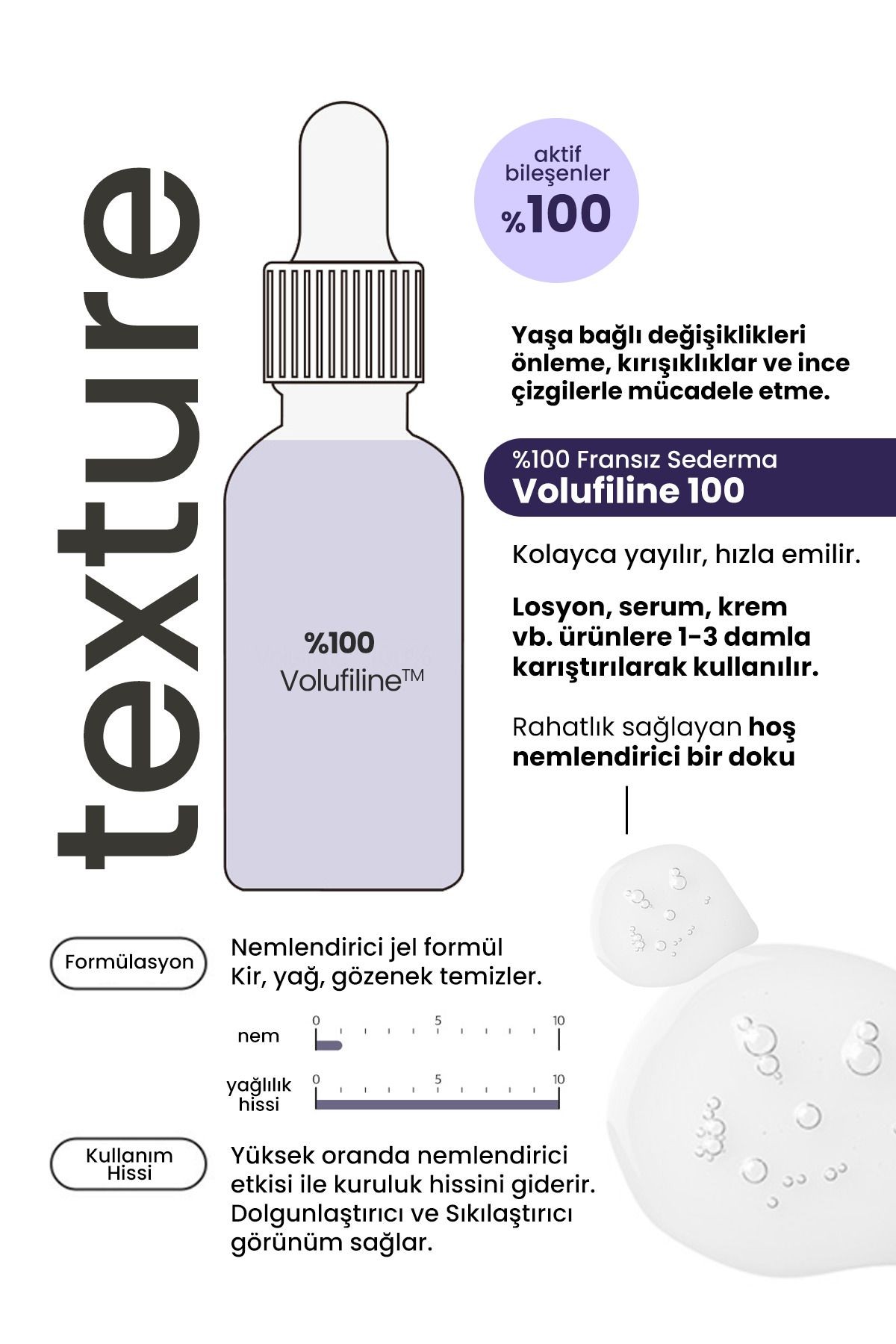 %100 Volufilin İçeren Dolgunlaştırıcı, Yaşlanma Karşıtı Konsantre Serum Derma Factory Volufilin 100