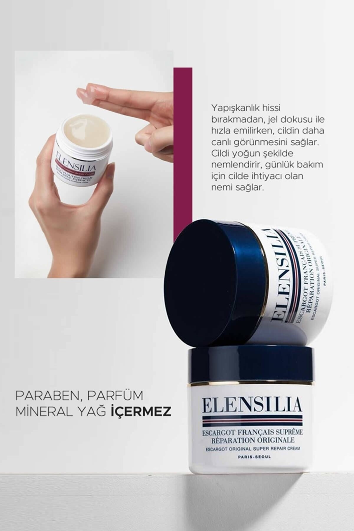 Elensilia Onarıcı %80 Salyangoz Filtratı Özlü Nemlendirici Krem Escargot Original Repair Cream