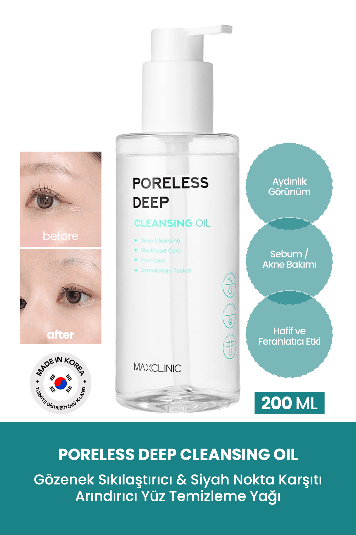 Gözenek ve Siyah Nokta İçin Yüz Temizleme Yağı Maxclinic Poreless Deep Cleansing Oil 200ml