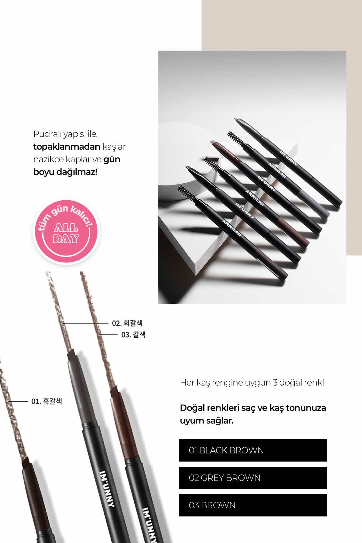 Üçgen Uçlu Yumuşak Asansörlü Kaş Kalemi Designing Eye Brow