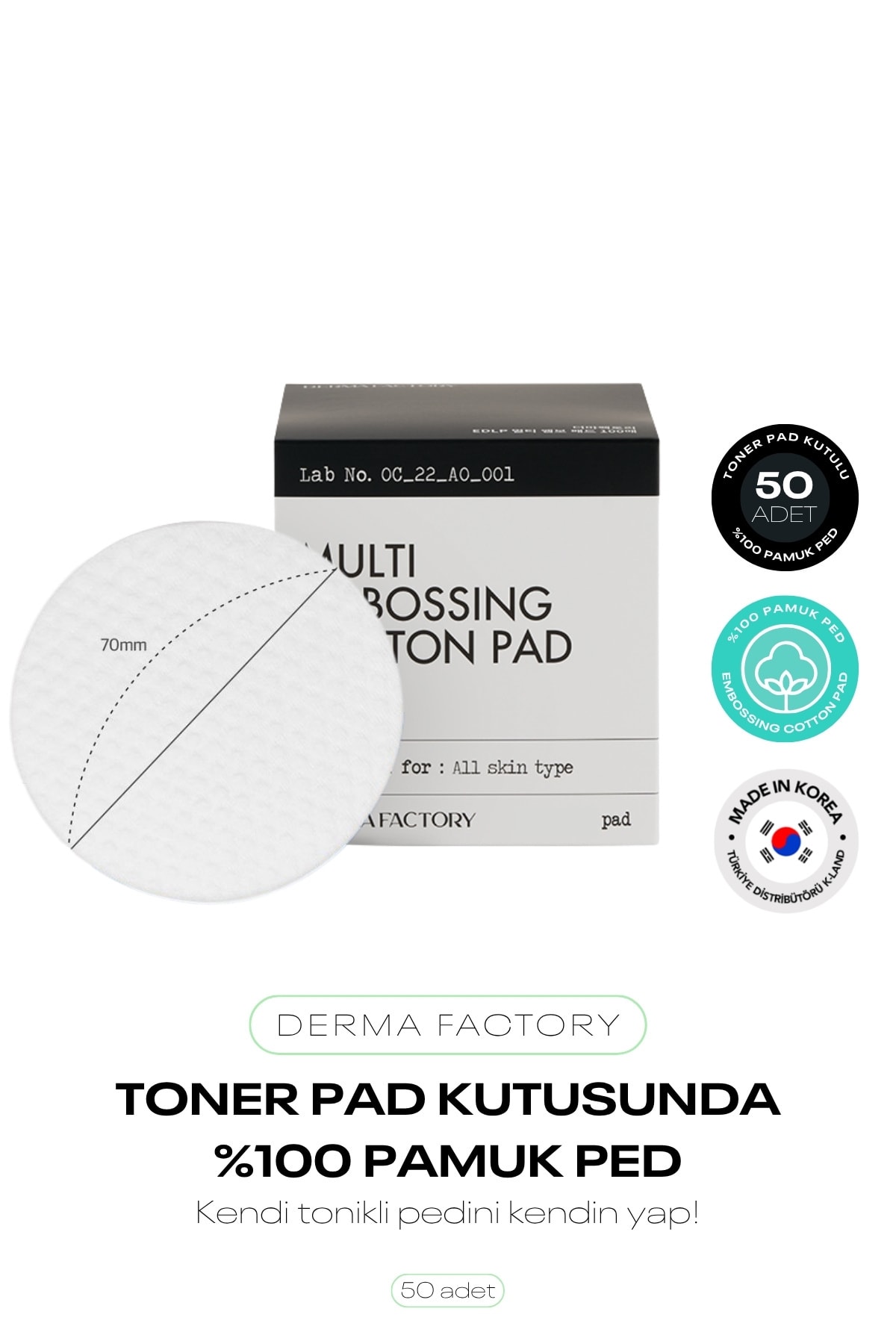 %100 Pamuk Ped Toner Pad Kutusunda 50 Adet Multi Embossing Cotton Pad