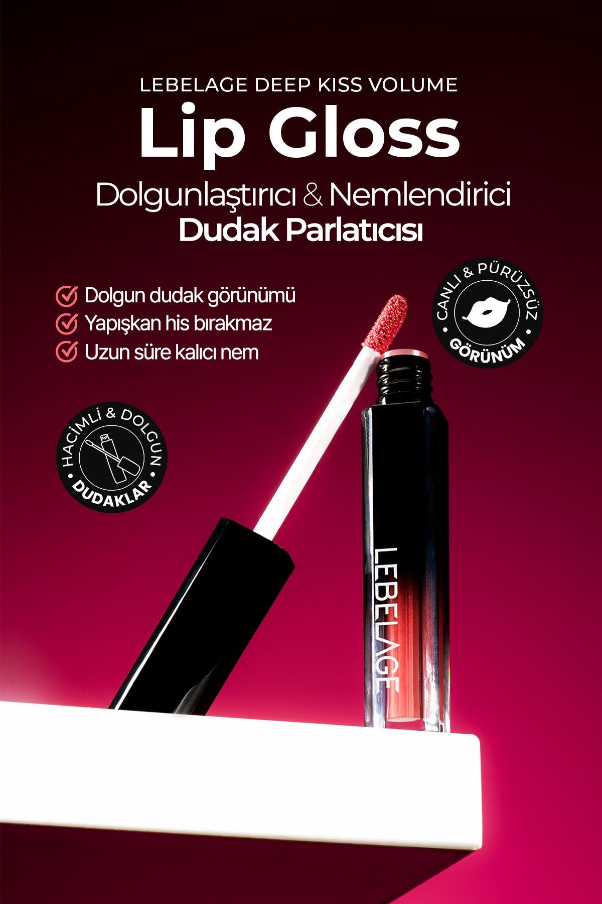 Nemlendirici Dudak Parlatıcı Gloss LEBELAGE Deep Kiss Volume Lip Gloss