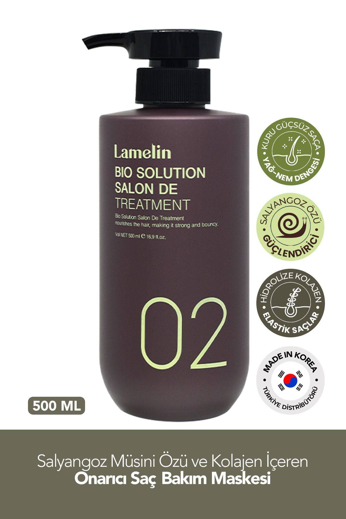 Collagen İçeren Onarıcı Saç Bakım Maskesi Lamelin Bio Solution Salon Treatment 500 ml