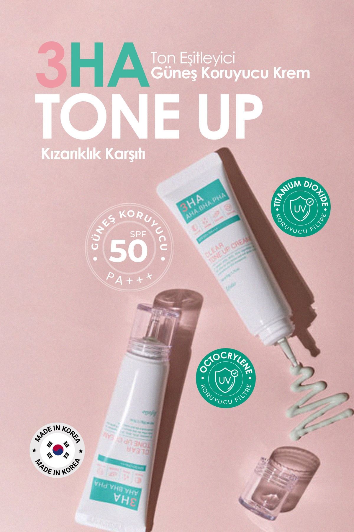 Kızarıklık Karşıtı Ton Eşitleyici Güneş Koruyucu Krem Spf 50 3ha Tone Up Cream