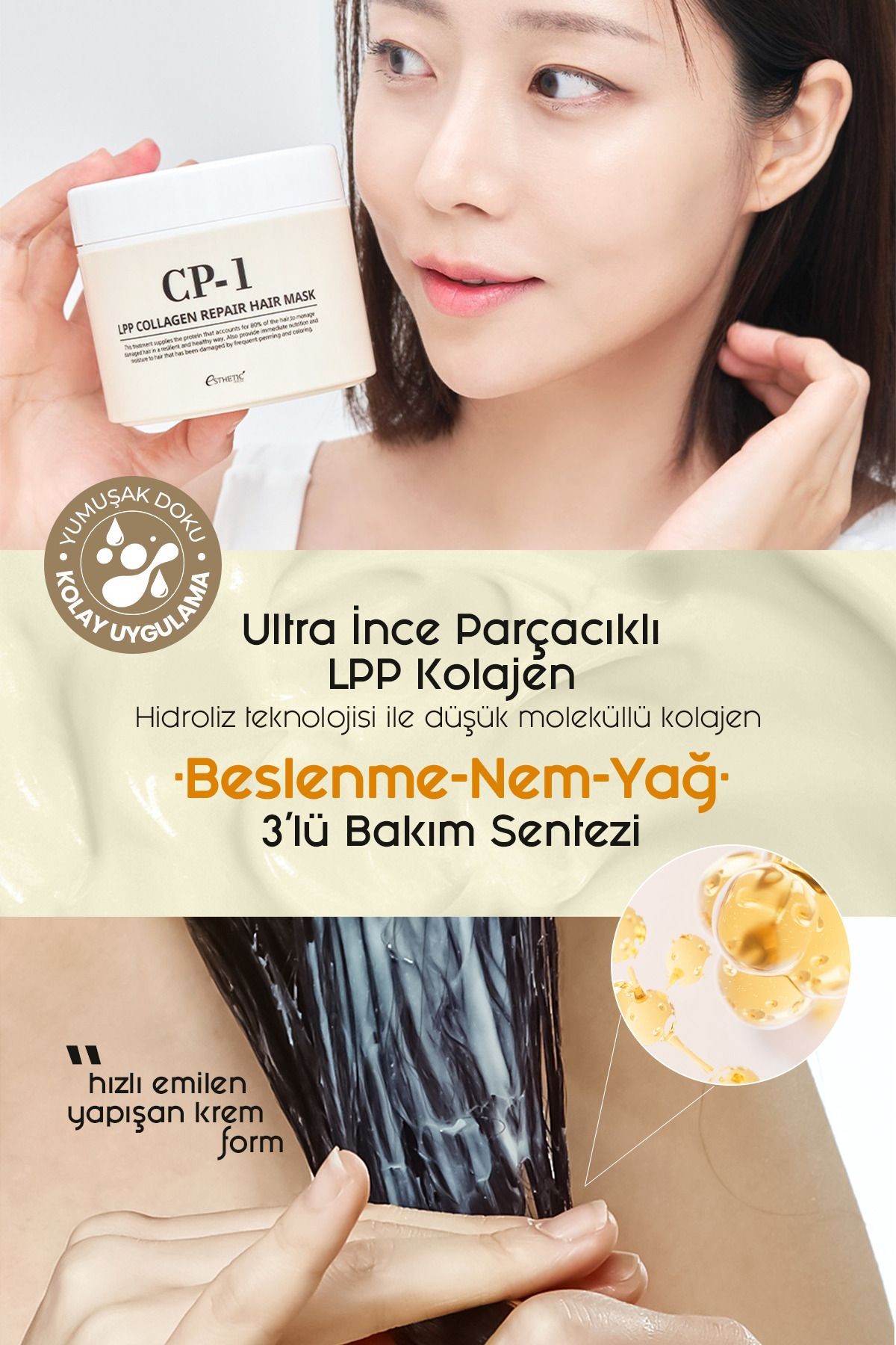 CP-1 Kolajen İçeren Besleyici, Nemlendirici ve Onarıcı Saç Maskesi LPP Collagen Hair Mask 300 ML