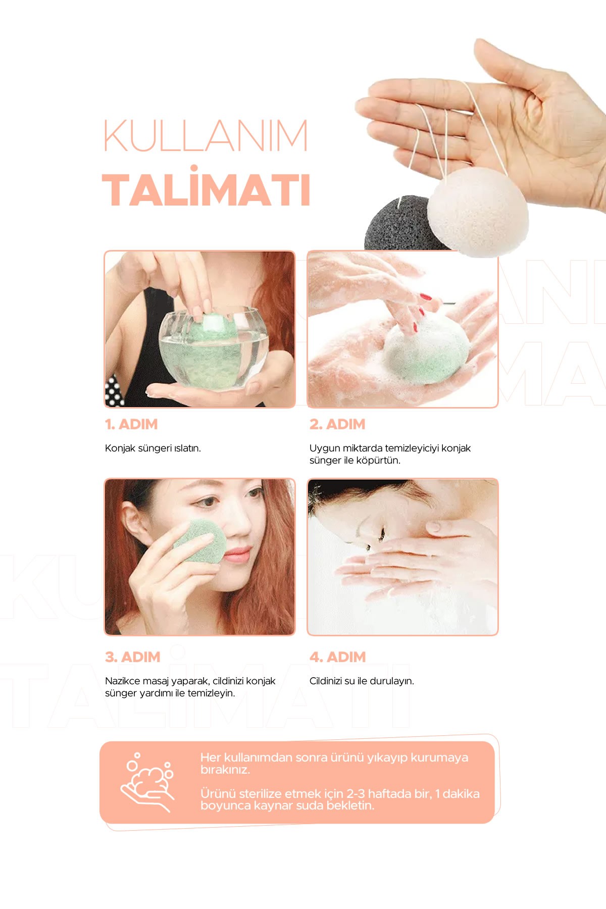 Karma, Yağlı Cilt Arındırıcı ve Temizleyici Konjac Sünger %100 Doğal Peeling GRACE DAY Konjac Sponge