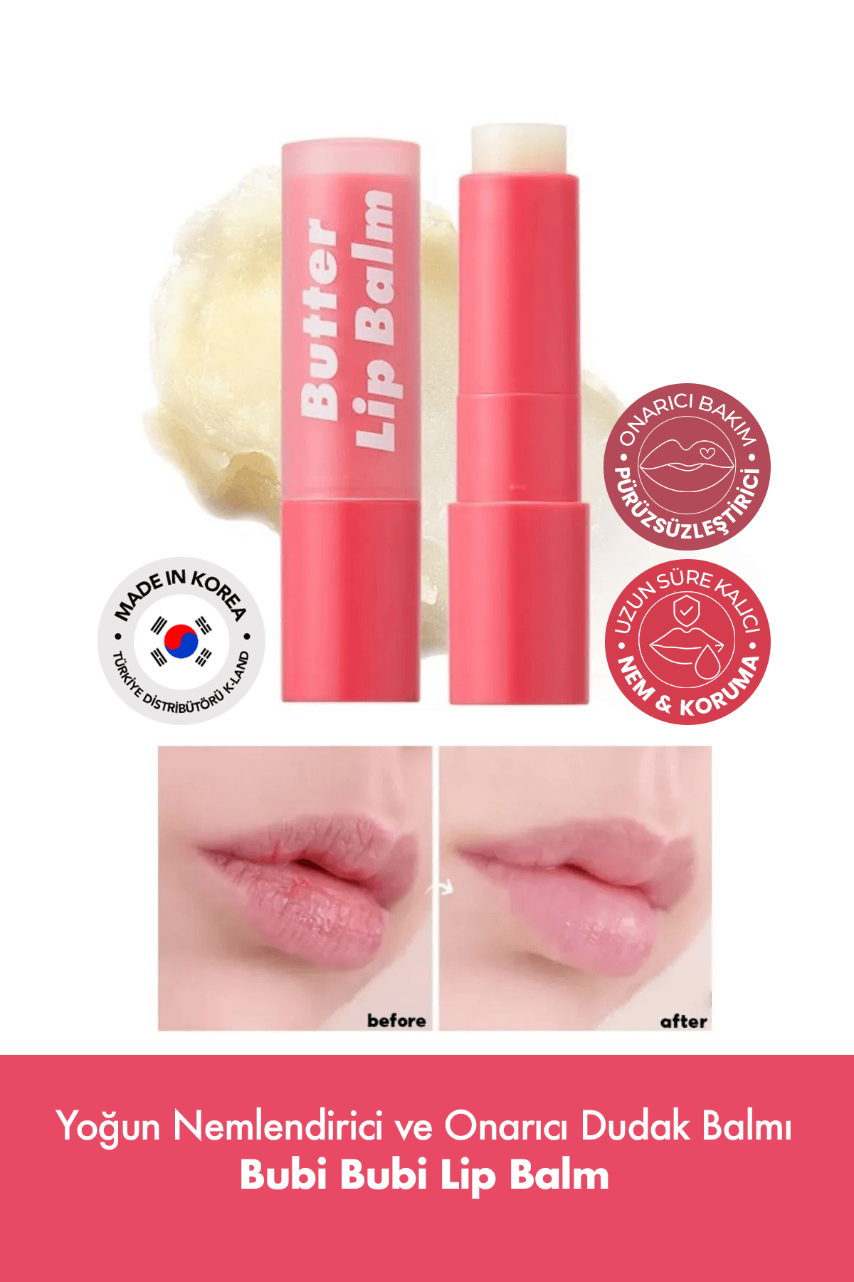 Yoğun Nemlendirici ve Onarıcı Dudak Nemlendirici UNPA Bubi Bubi Butter Lip Balm