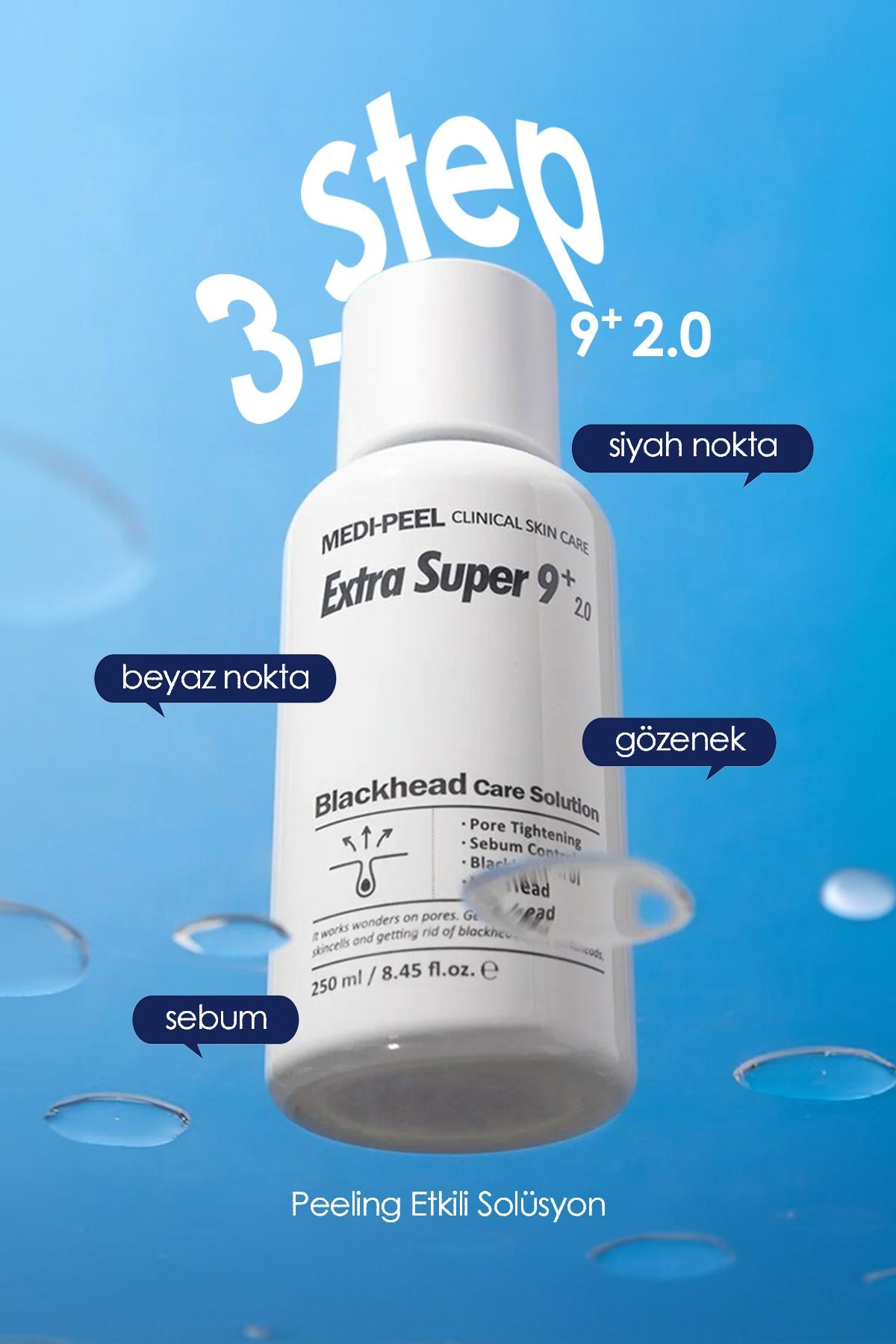 Gözenek ve Siyah, Beyaz Nokta Solüsyonu Medipeel Extra Super 9 Plus 250 ML 8809409340241, one size