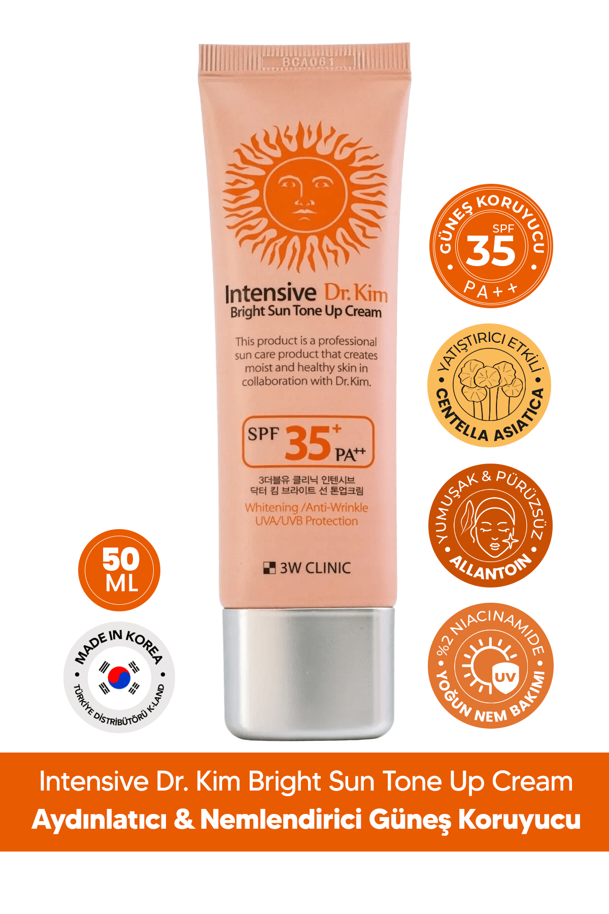 Canlı ve Parlak Görünüm Sağlayan SPF 35+ PA ++ 3W Clinic Bright Sun Tone Up Cream