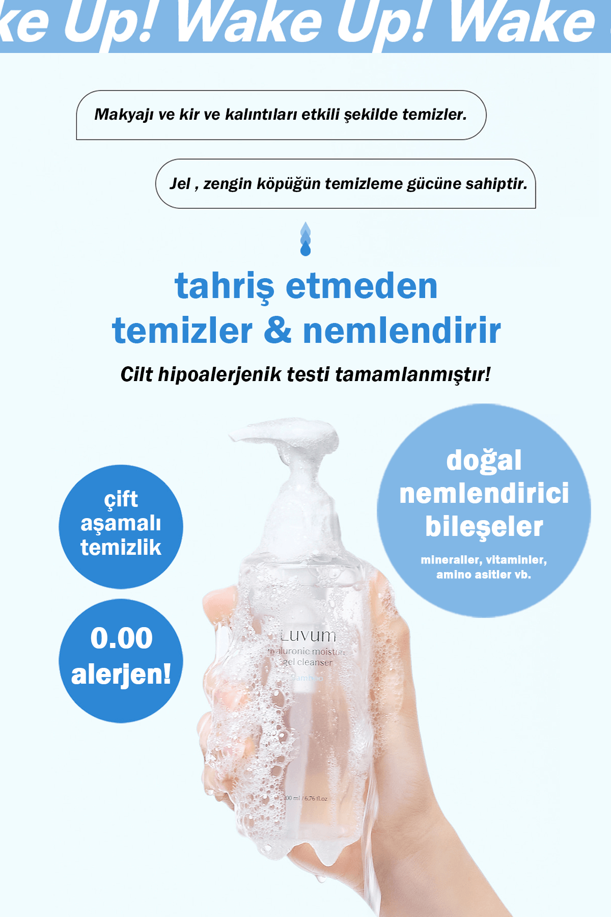 Kuru ve Hassas Ciltler İçin Nazik Temizleme Jeli Luvum Hyaluronic Moisture Cleanser 200 ml