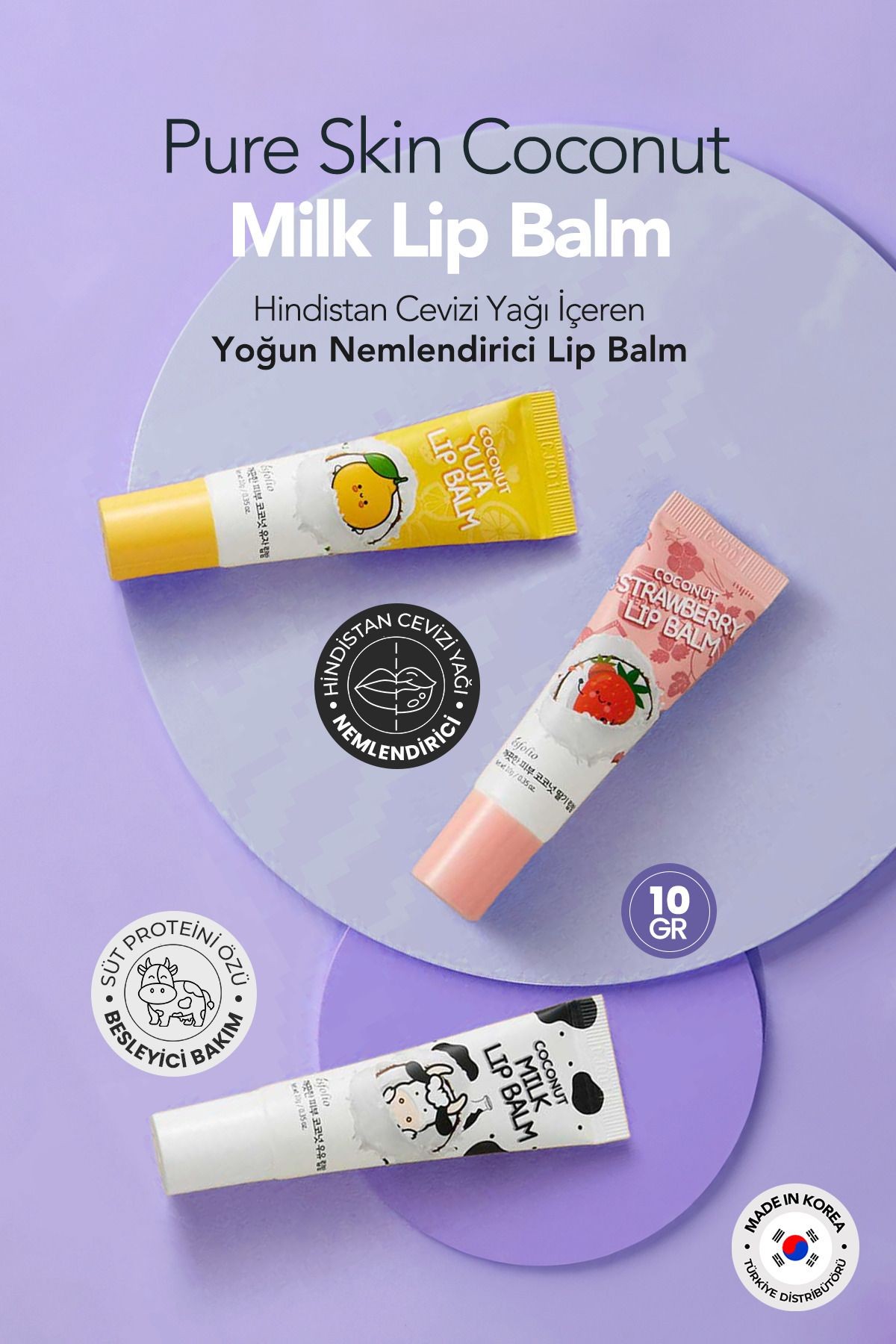 Hindistan Cevizi ve Süt Proteini İçeren Onarıcı Dudak Balmı ESFOLIO Coconut Milk Lip Balm