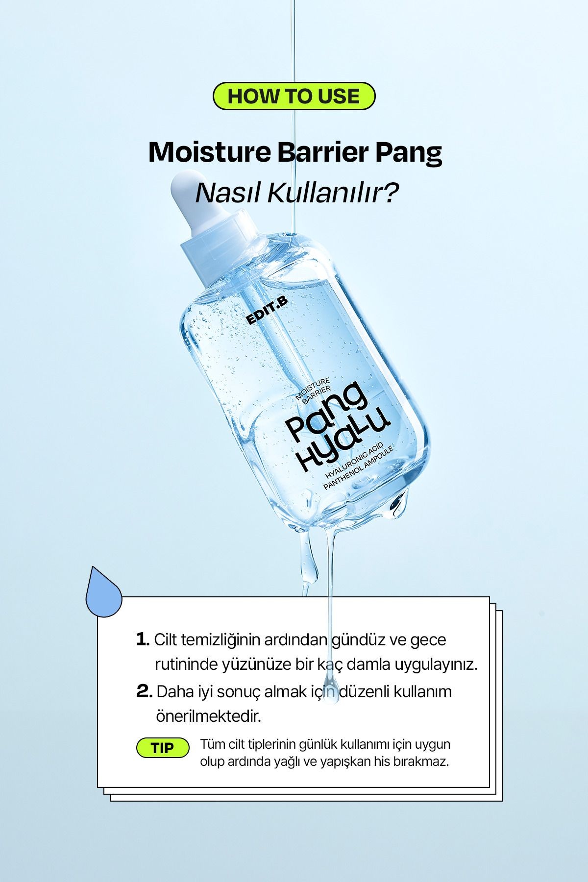 Hyalüronik Asit ve Pantenol İçeren Cilt Bariyer Onarımını Destekleyen Nemlendirici Ampul 100ml