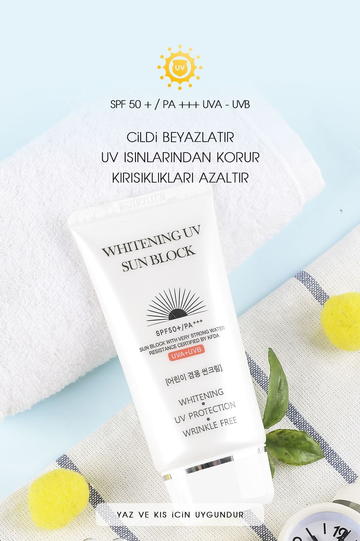 Çil ve Lekeli Ciltler için Kırışıklık Karşıtı Beyazlatıcı Güneş Bakım Kremi Spf 50 + / Pa +++