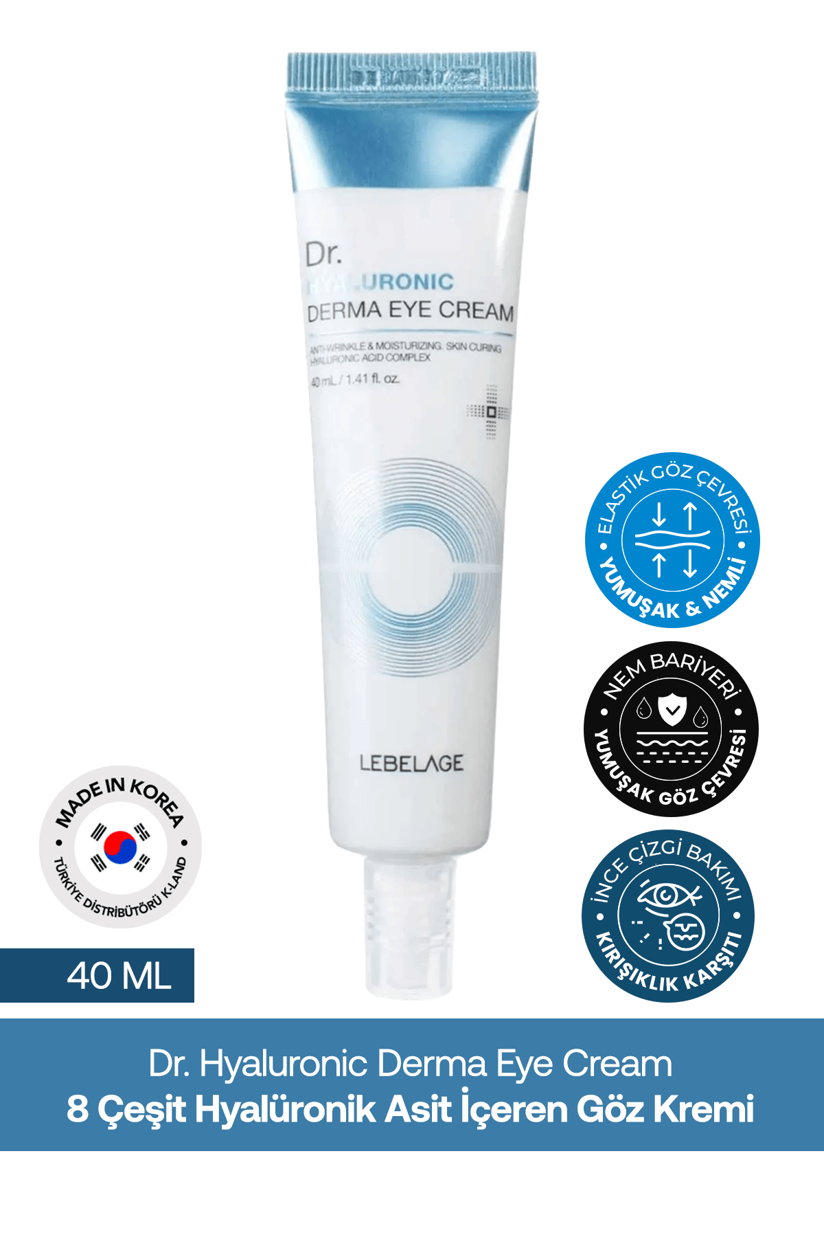 8 Çeşit Hyalüronik Asit Içeren Yoğun Nemlendirici Göz Kremi Dr. Hyaluronic Derma Eye Cream