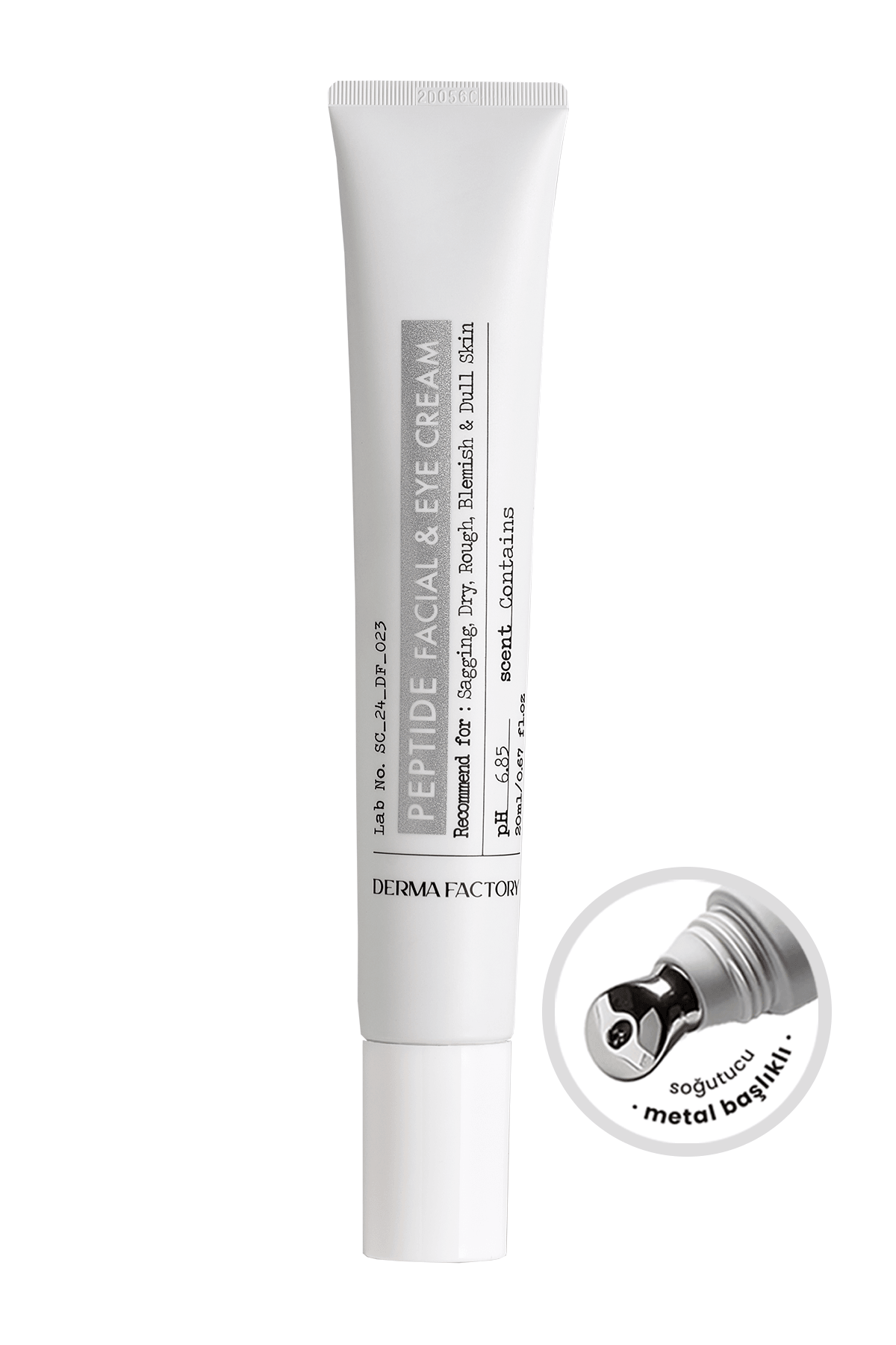 Peptit İçeren Sıkılaştırıcı Masaj Başlıklı Göz ve Yüz Kremi Derma Factory Peptide 20ml