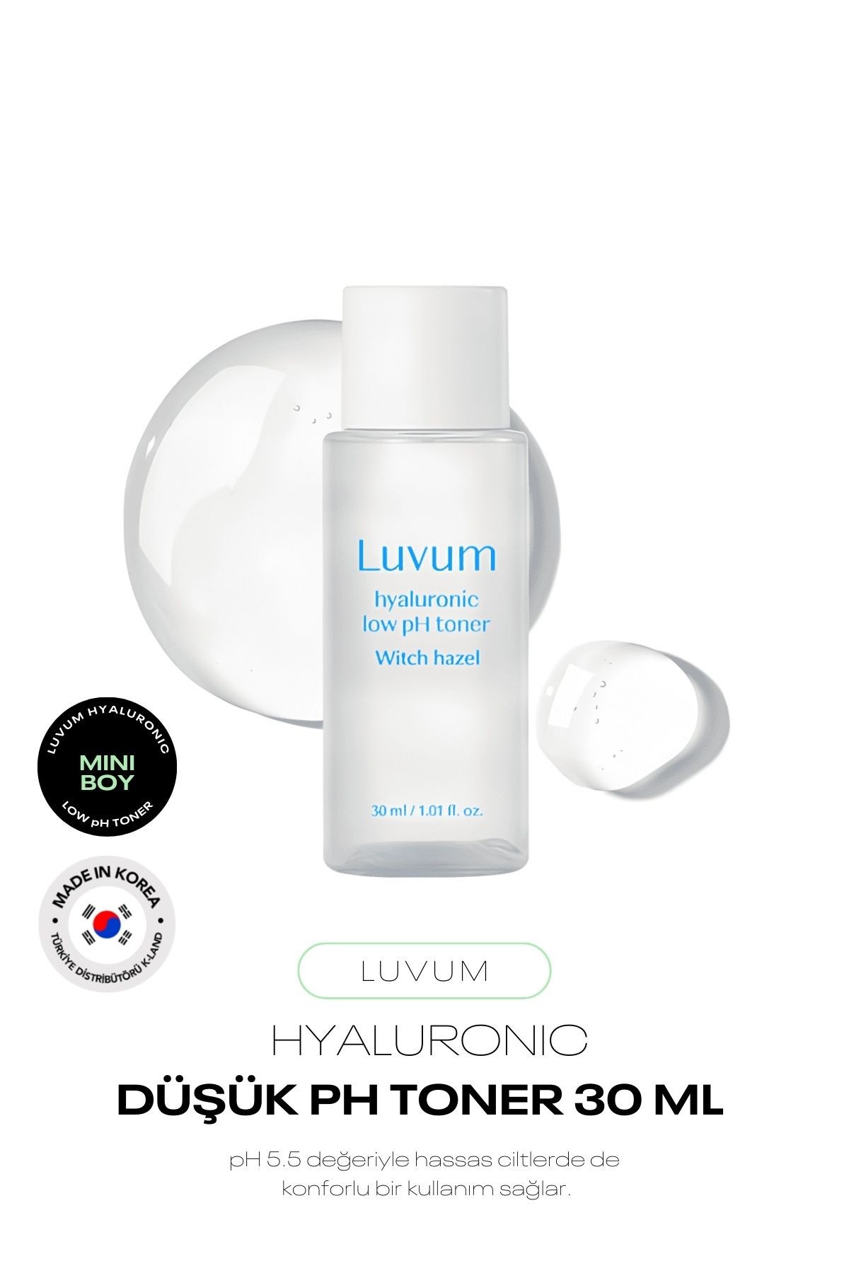 Mini Boy Gözenek Görünümünü Azaltan Nemlendirici Ph 5.5 Tonik Luvum Witch Hazel Hyaluronic 30ml