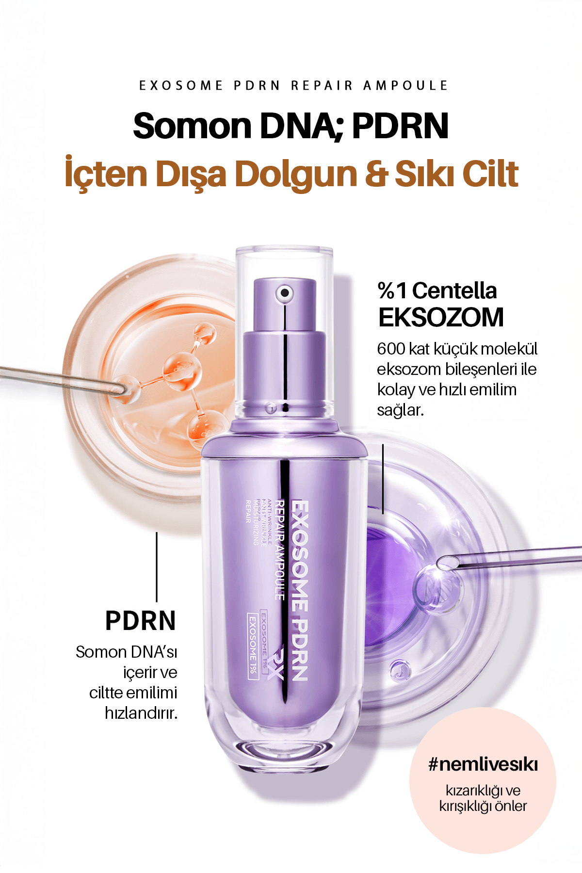 Exosome PDRN Yoğun Elastikiyet ve Cilt Dolgunlaştırıcı Onarıcı Esans Maxclinic Ampoule