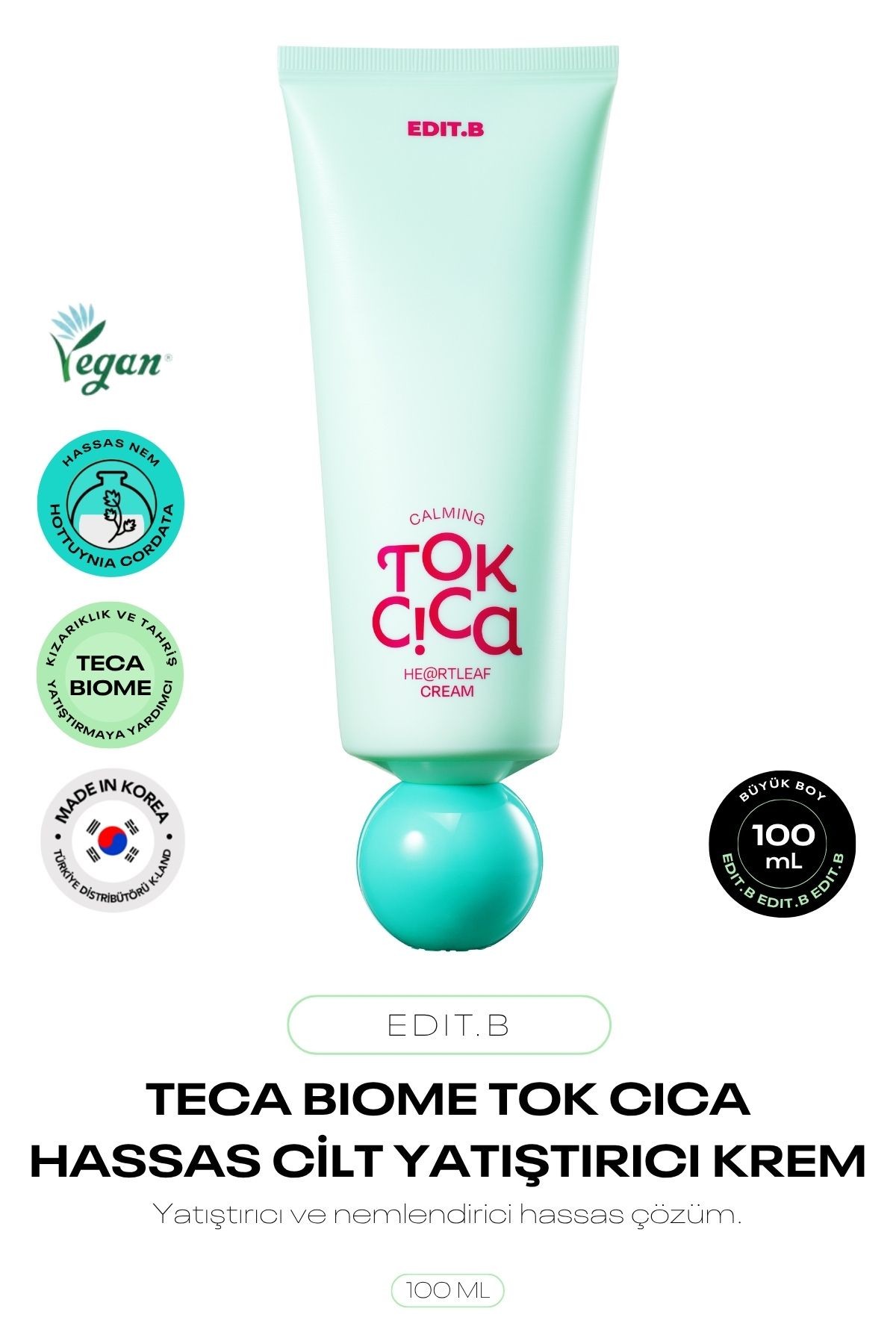 Hassas Ciltler İçin Teca-biome Günlük Nemlendirici Krem Edit.b Calming Tok Cica Heartleaf Cream