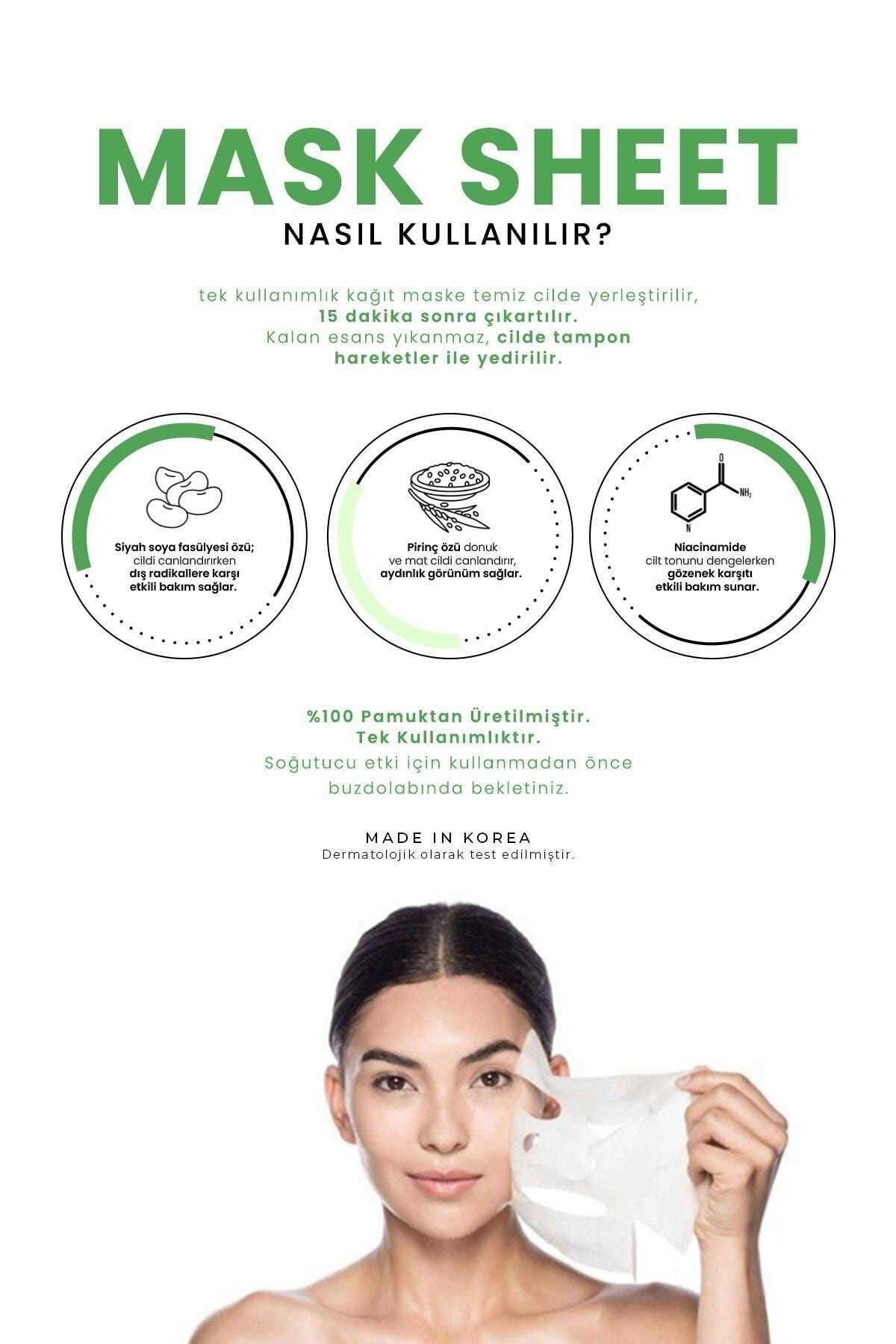 Niacinamide ve Siyah Fasülye İle, Cilt Tonu Düzenleyici Gözenek Karşıtı Kağıt Maske Esfolio Mask