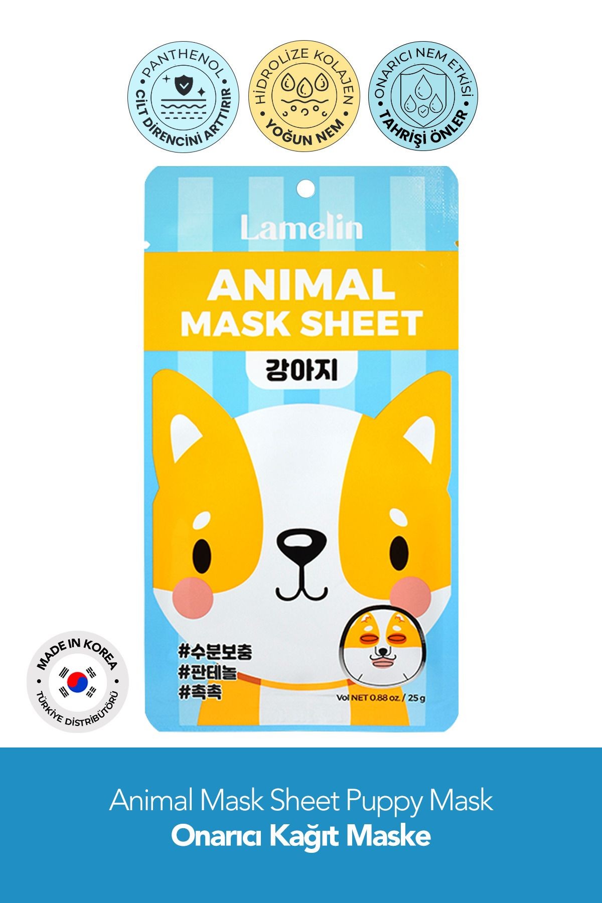 Köpek Desenli Eğlenceli, Onarıcı Kağıt Maske Lamelin Animal Mask Puppy