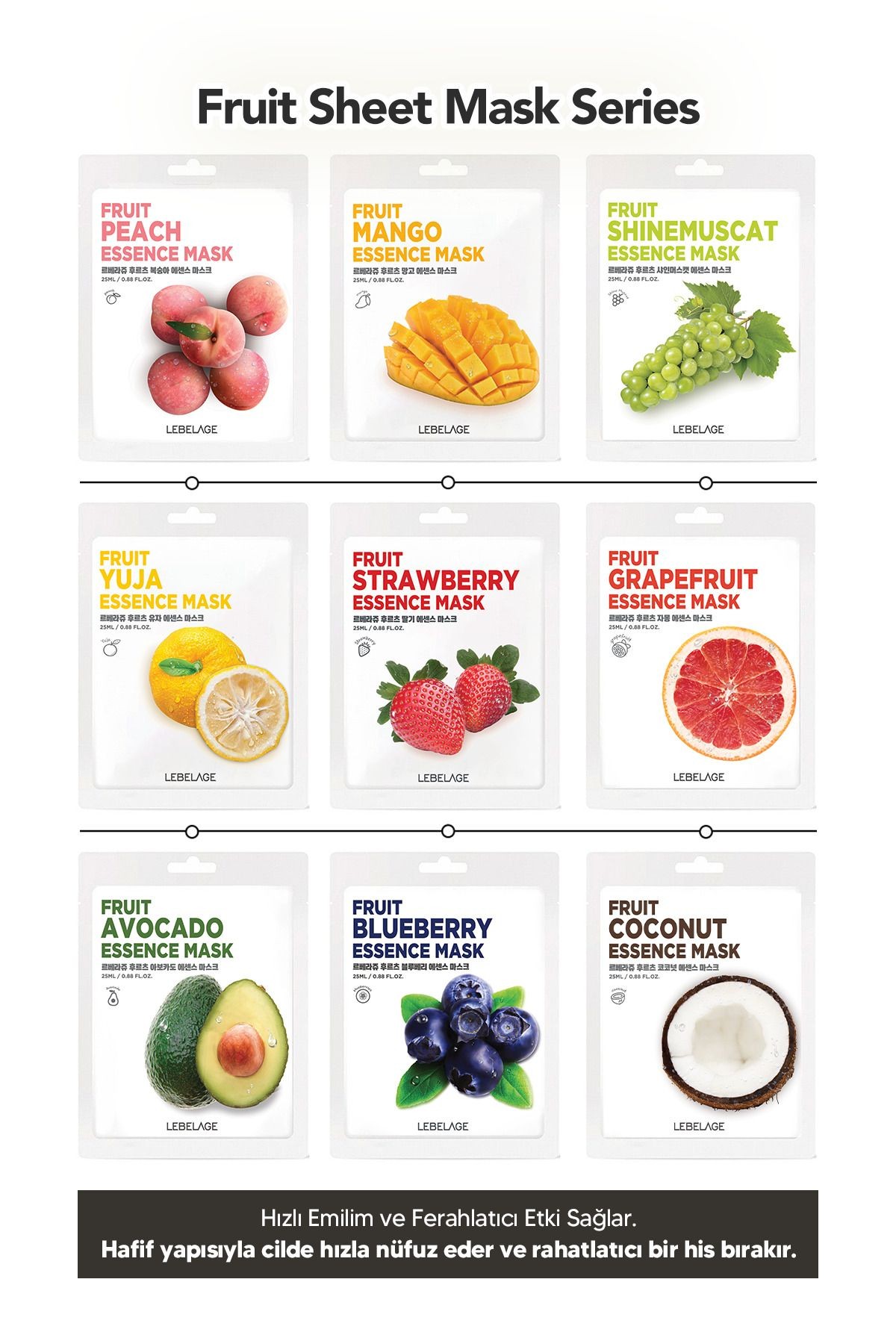 Şeftali Özü İçeren Aydınlatı Nemlendirici Kağıt Maske Lebelage Fruit Peach Mask