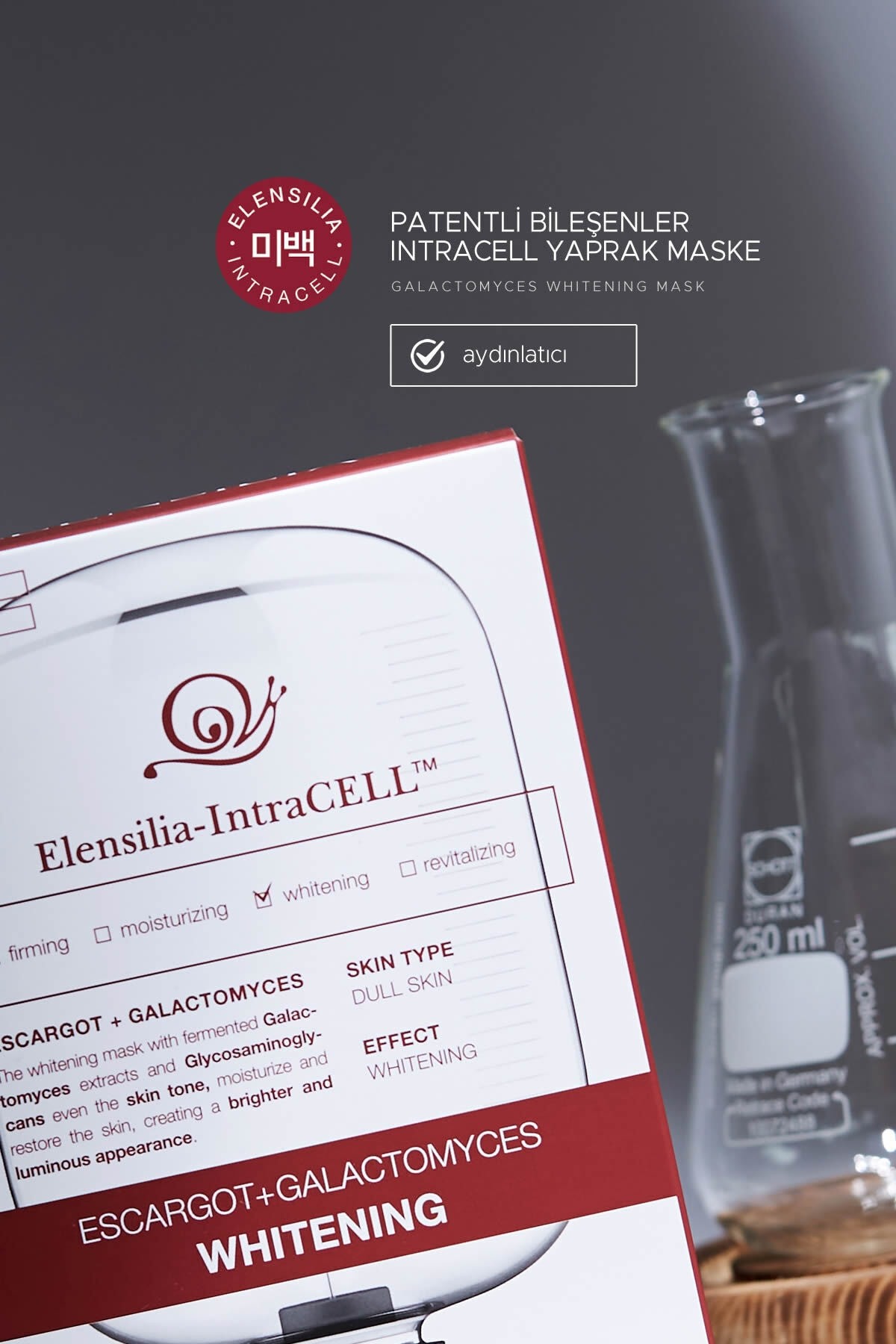 Escargot + Fermente Pirinç Aydınlatıcı Yaprak Maske Intracell Galactomyces Whitening Mask
