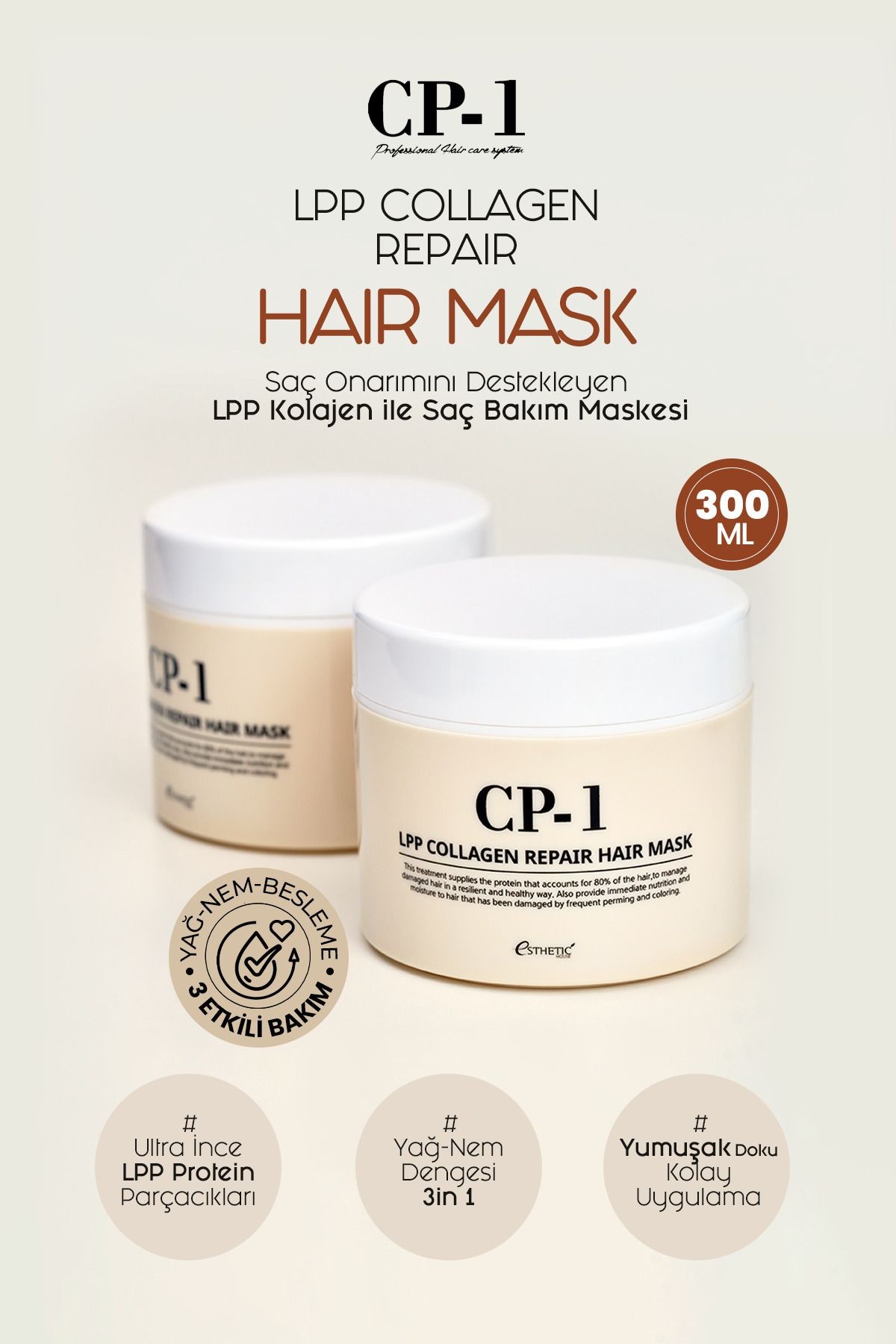 CP-1 Kolajen İçeren Besleyici, Nemlendirici ve Onarıcı Saç Maskesi LPP Collagen Hair Mask 300 ML