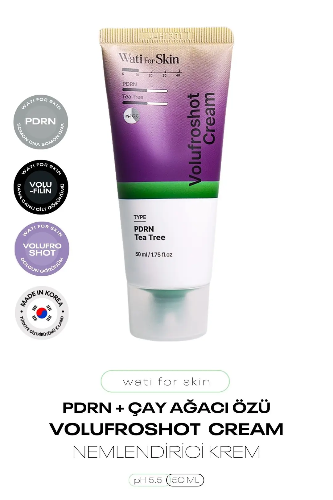 PDRN ve Çay Ağacı Özü İçeren Nemlendirici Bakım Kremi Wati For Skin PD