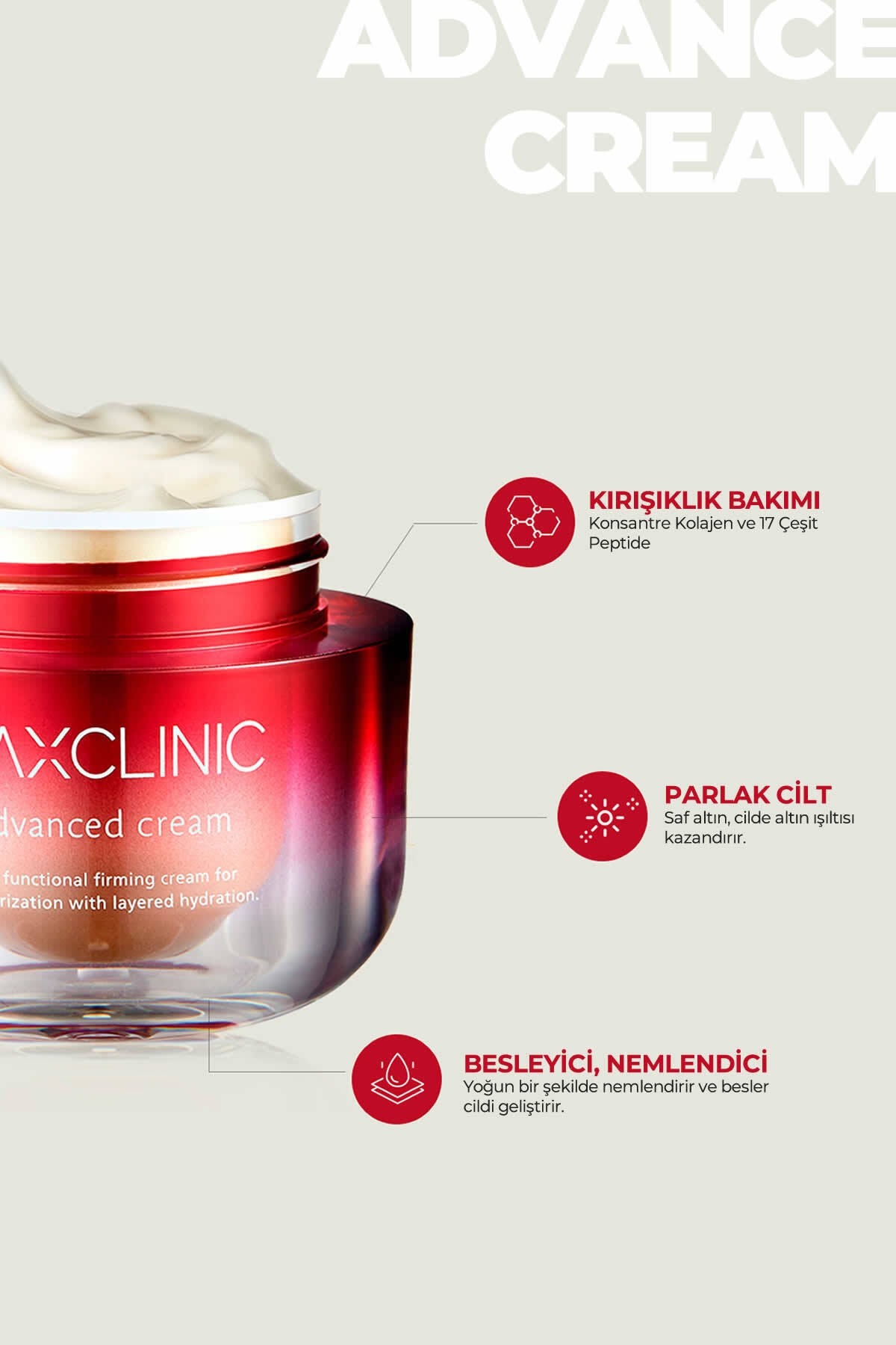 MAXCLINIC Kırışıklık Karşıtı Ve Sıkılaştırıcı 17 Çeşit Peptit Ve Kolajen Içeren Advanced Cream