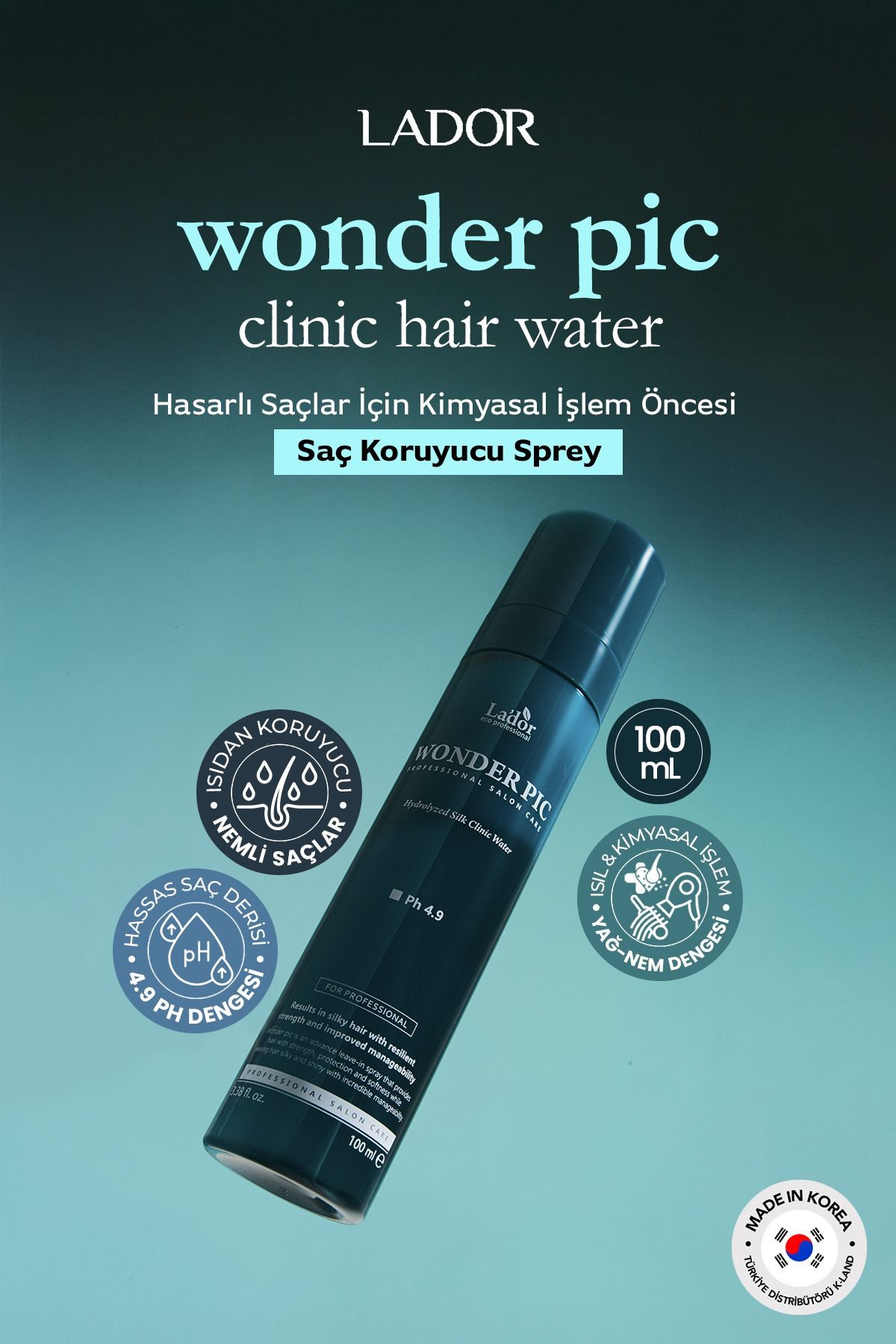 Hasarlı Saçlar İçin Kurutma ve Kimyasal İşlem Öncesi Saç Koruyucu Sprey Lador Wonder Pic Hair Water