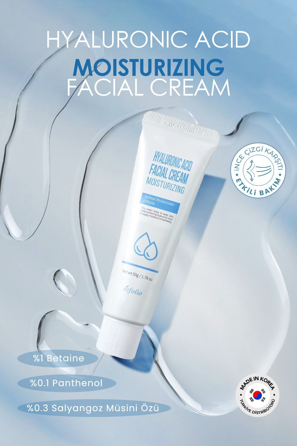 5 Çeşit Hyalüronik Asit Içeren Nemlendirici Bakım Kremi Hyaluronic Acid Facial Cream 50 Ml