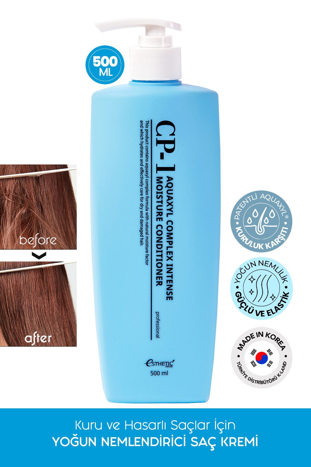 CP-1 Kuru ve Hasarlı Saçlar İçin Yoğun Nemlendirici Saç Kremi Aquaxyl Complex Conditioner 500ml