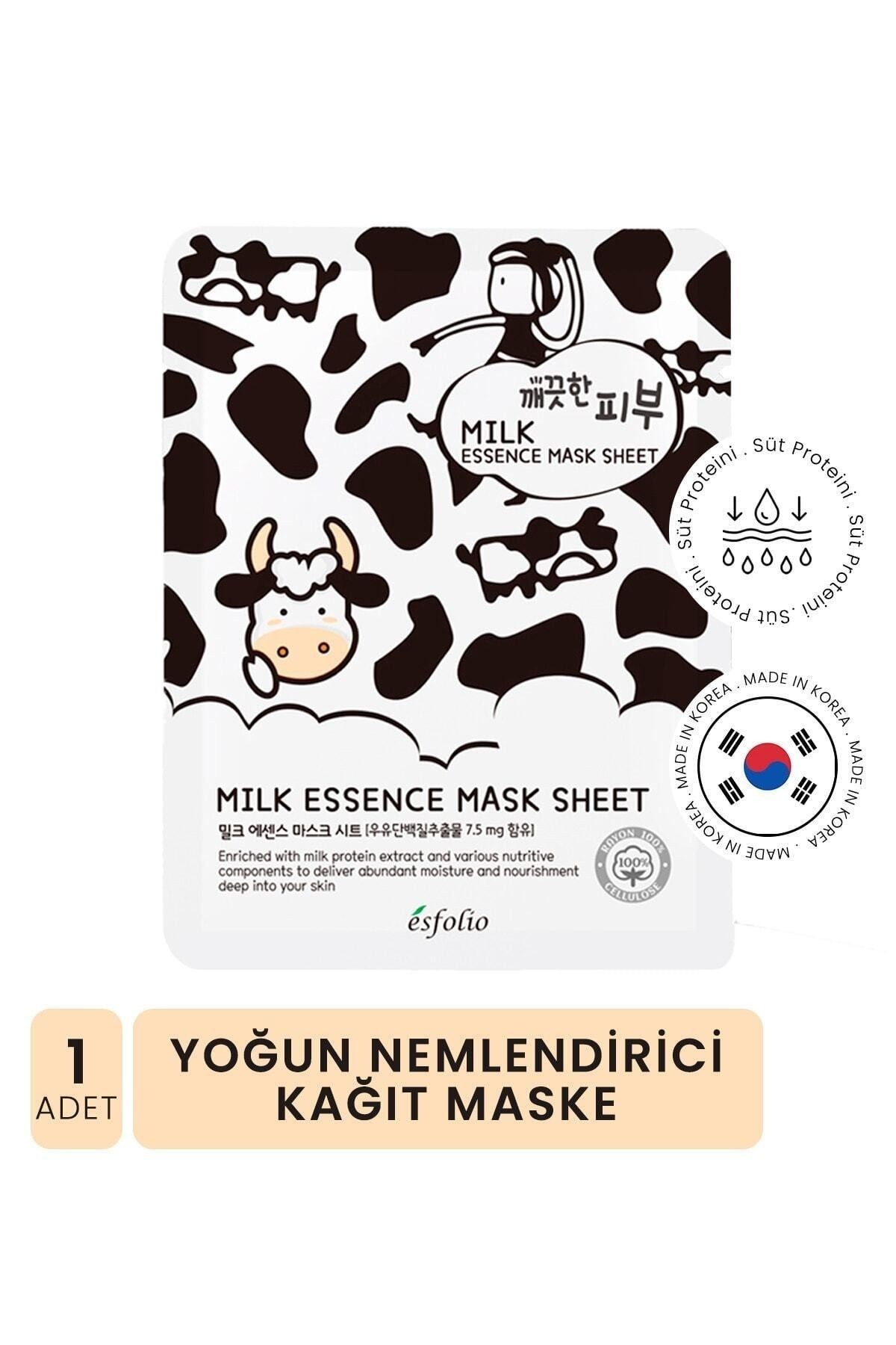 Süt Proteini ile Aydınlatıcı Bakım Sağlayan Kağıt Maske Esfolio Milk Essence Mask Sheet