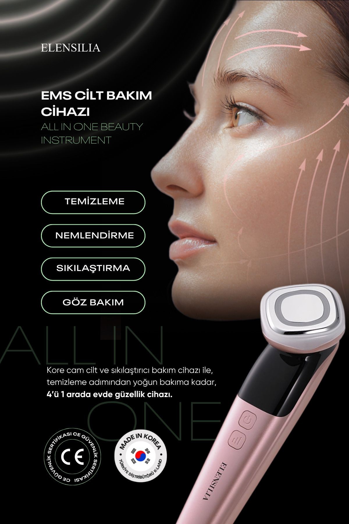 4 Modlu Kore Cam Cilt Bakım Cihazı Elensilia All In One Beauty Instrument