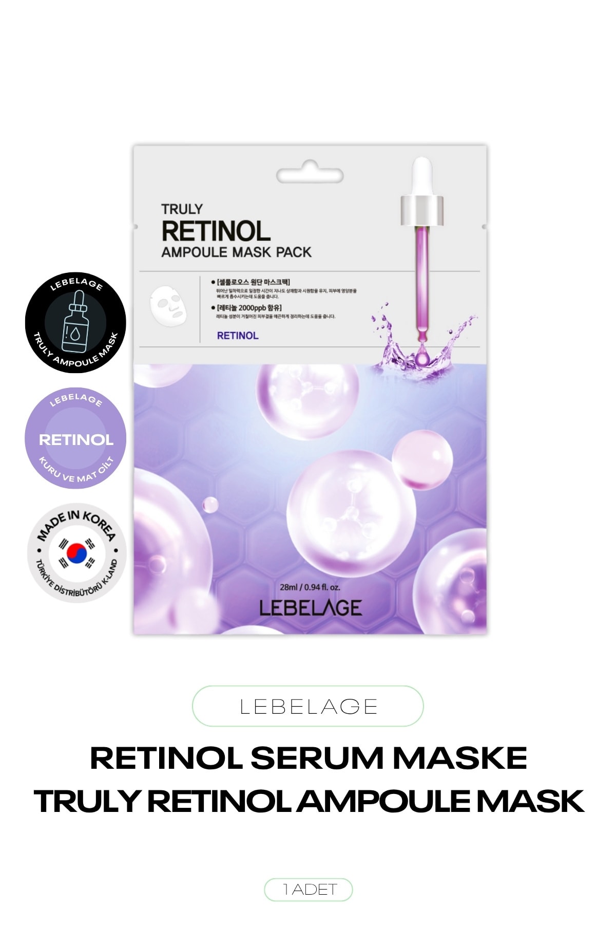 Retinol İçeren Kağıt Maske Truly Retinol Ampoule Mask Pack