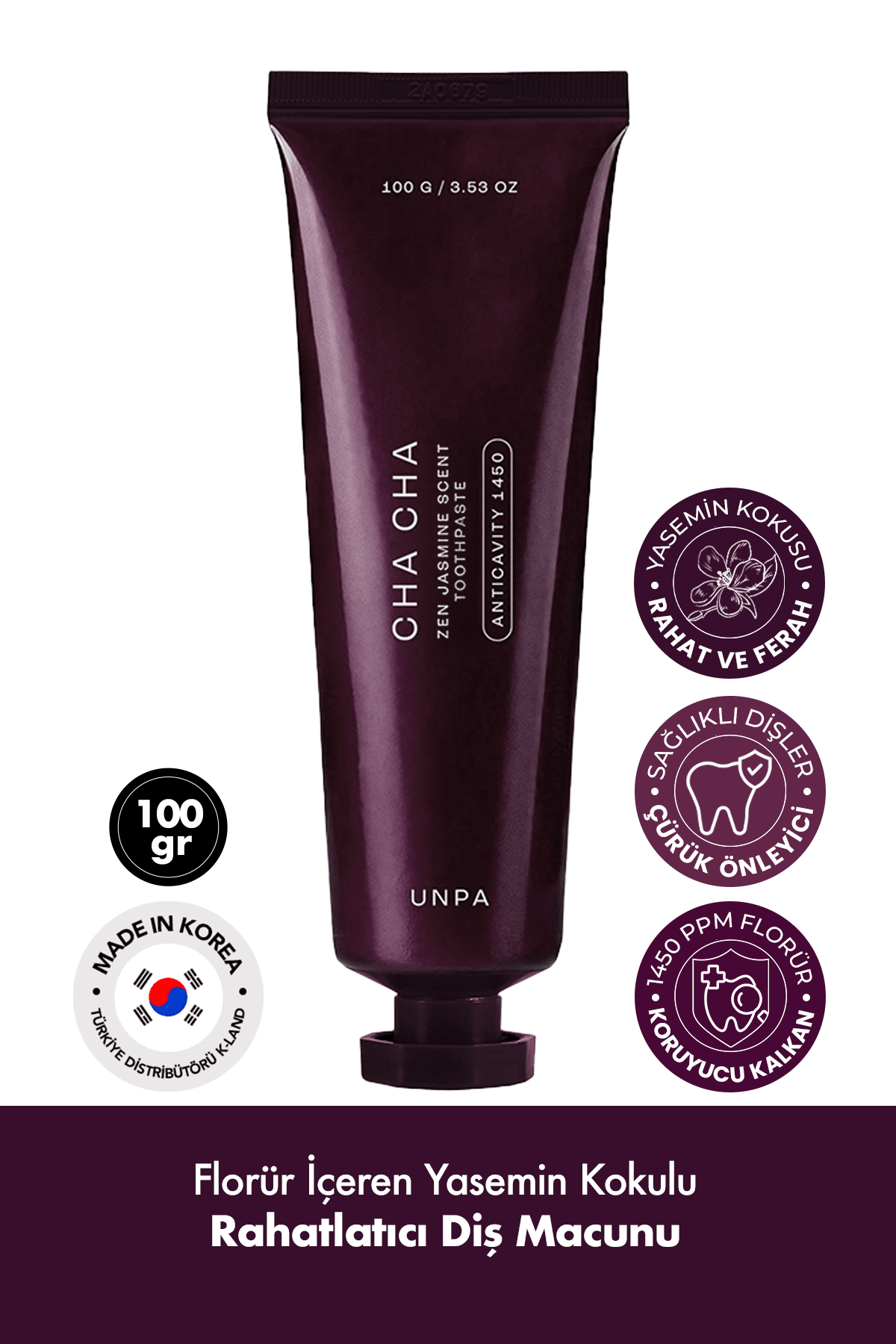 Florür İçeren Yasemin Çiçeği Rahatlatıcı Vegan Kore Diş Macunu UNPA Cha Cha Zen Jasmine Toothpaste