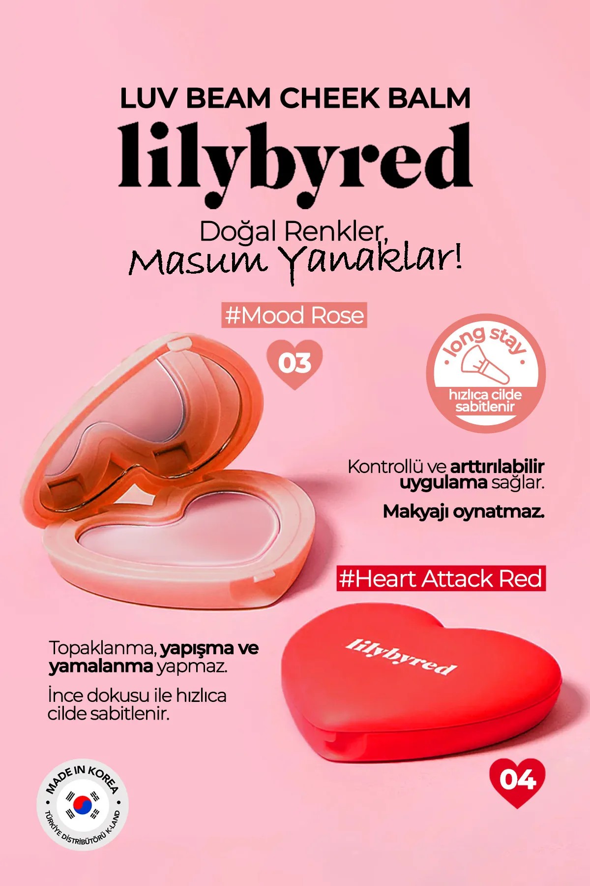 Doğal Görünümlü Krem Allık lilybyred Luv Beam Cheek Balm