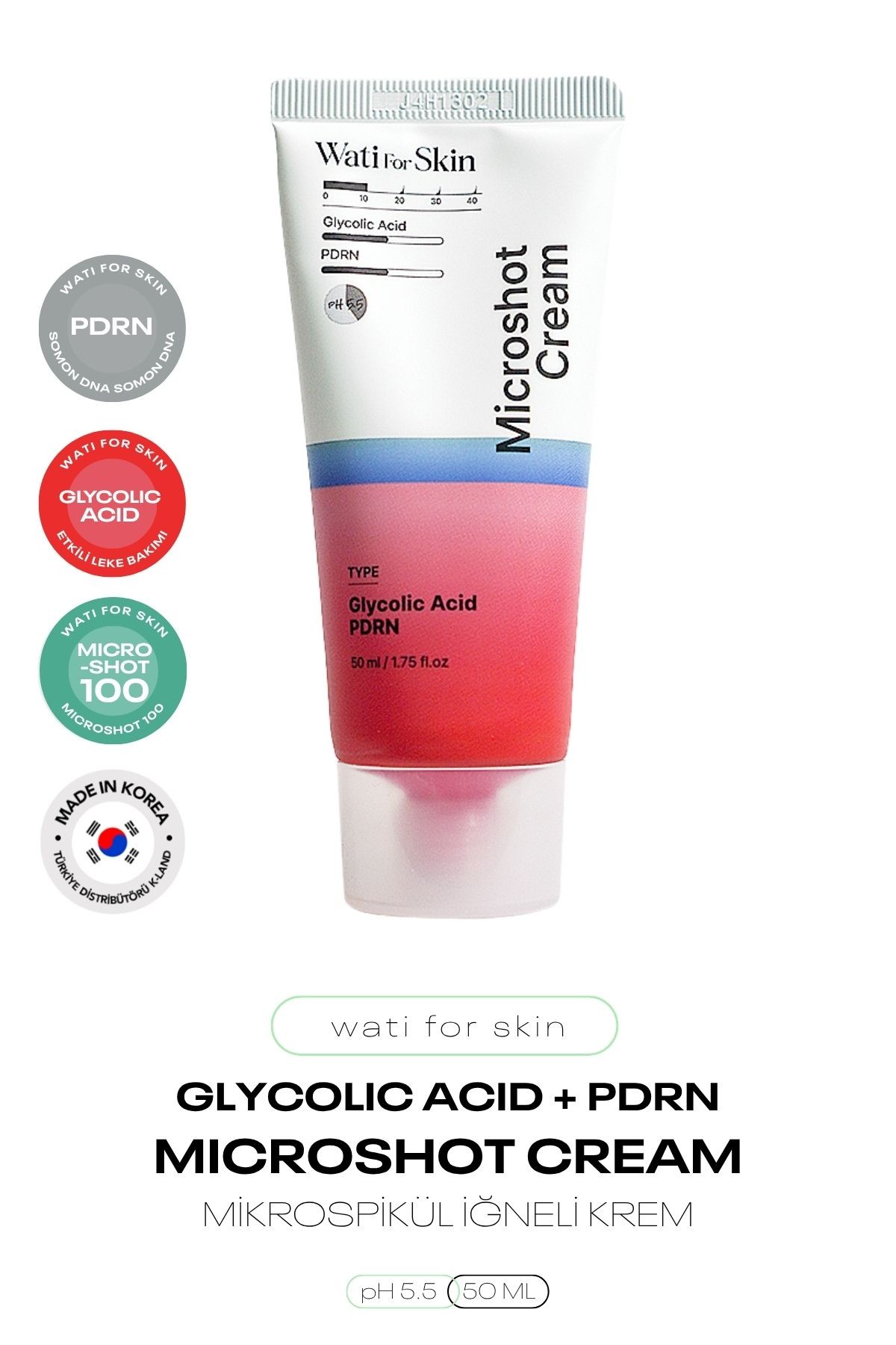 Glikolik Asit, PDRN İçeren Mikro Spikül İğneli Wati For Skin Glycolic Acid PDRN Micro Spicule Cream