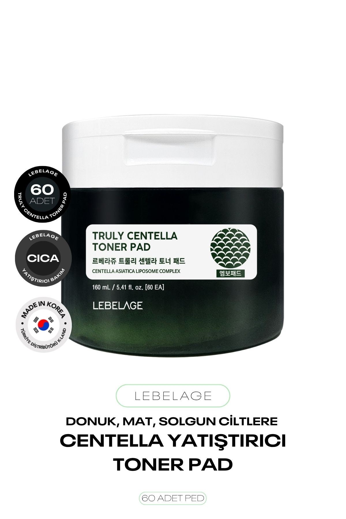 Hassas Ciltler İçin Centella Tonikli Ped Truly Centella Toner Pad 60 adet