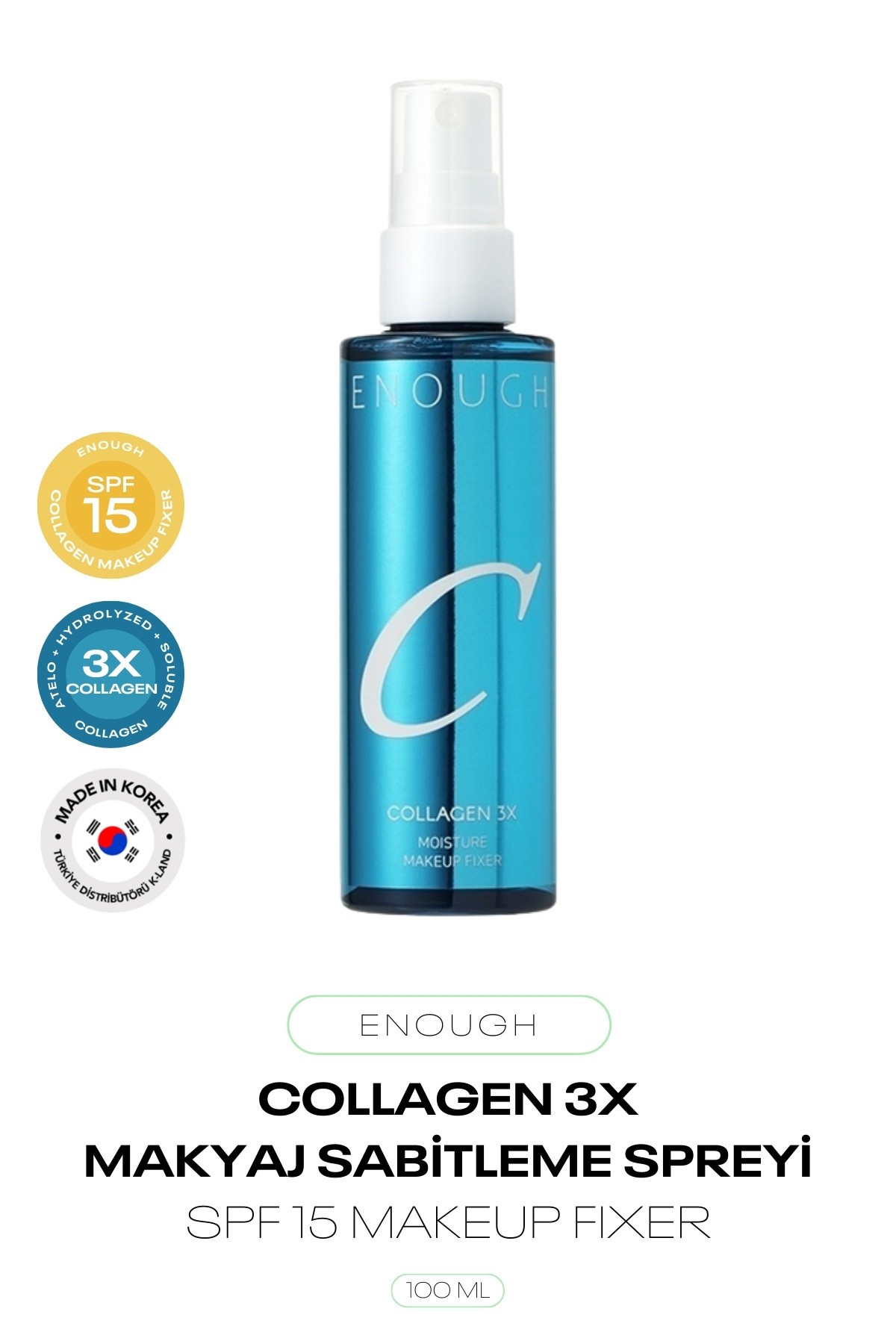 Kolajen İçeren Makyaj Sabitleme Spreyi 3X Collagen Moisture Makeup Fixer SPF 15