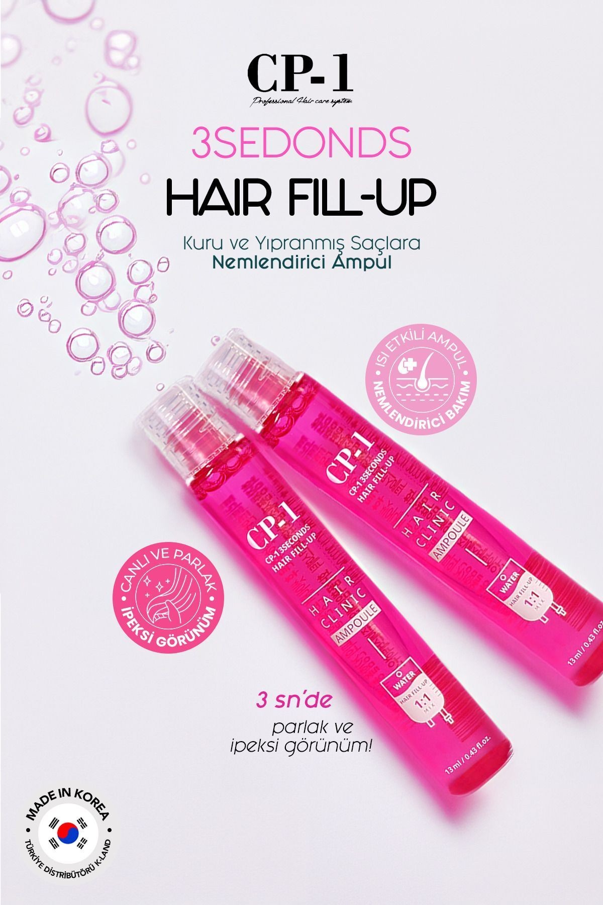 Cp-1 Keratin Seramid Ve Kolajen Içeren 3 Saniyede Bakım Saç Dolgu Serumu Hair Clinic Ampoule 20adet