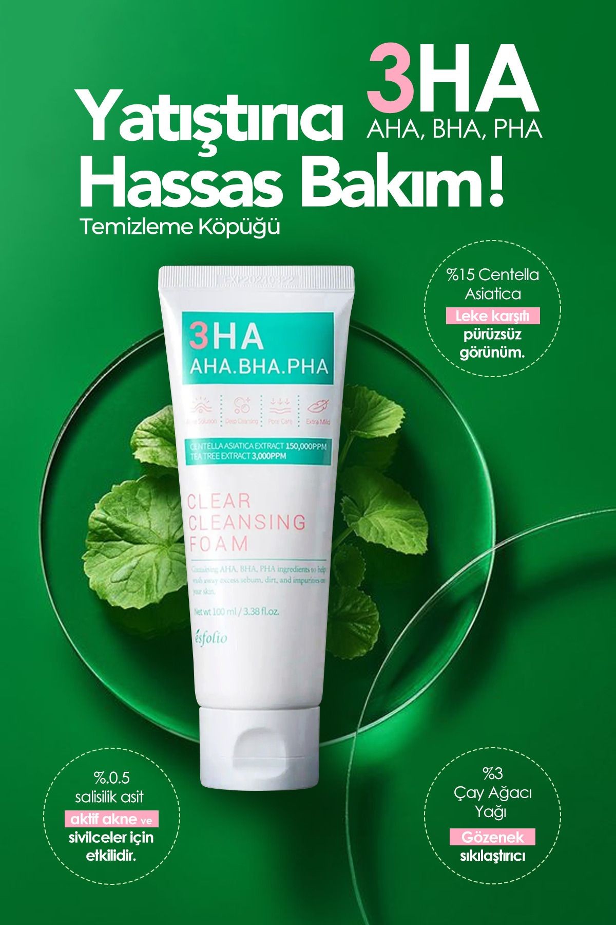 Salisilik Asit Içeren Akneye Meyilli Ciltler Için Temizleme Köpüğü 3ha Clear Cleansing Foam