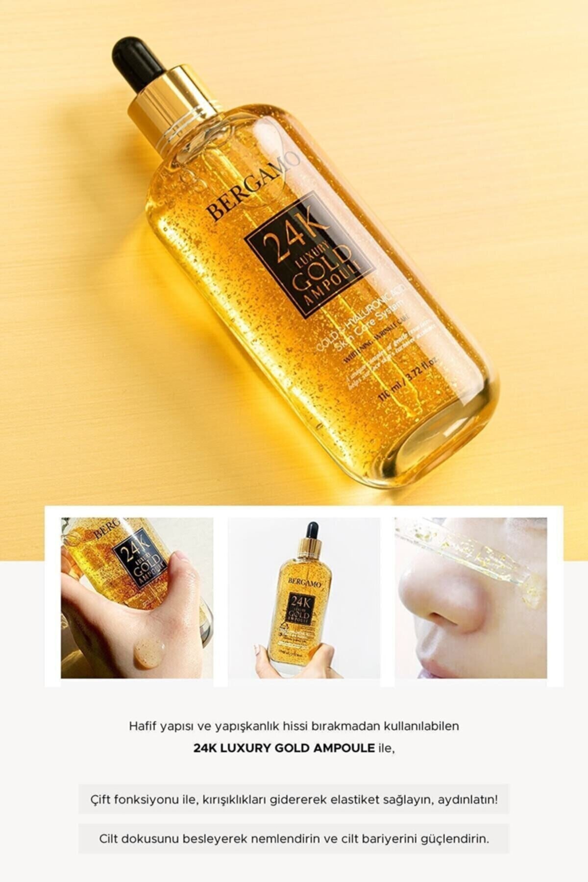 Yoğun Besleyici ve Elastikiyet Sağlayan Çift Fonksiyonlu 24 K Luxury Gold Ampül Serum