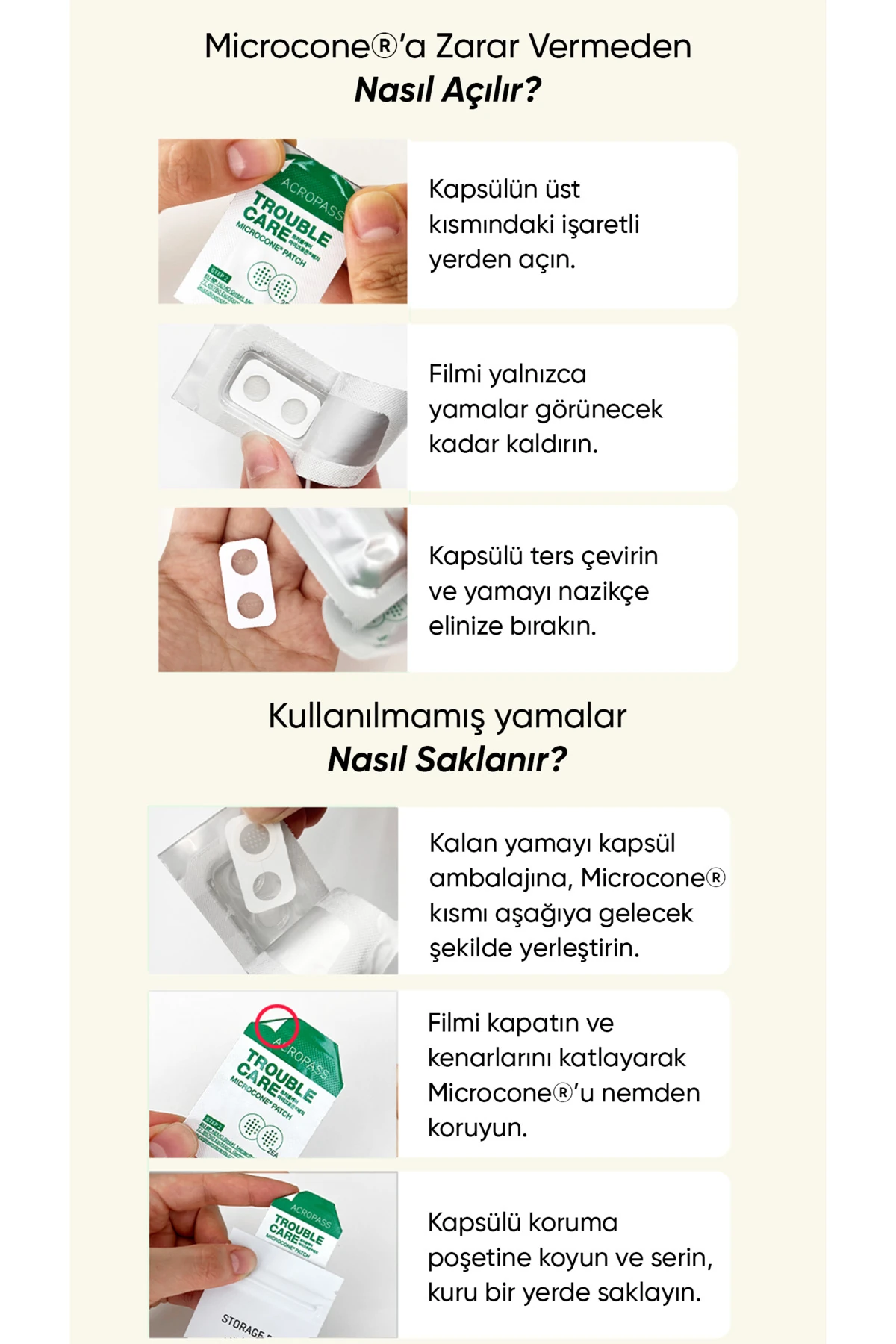 Yağ Bezesi ve Akneler için Mikro İğneli Bant Trouble Care Microcone Patch 24lü