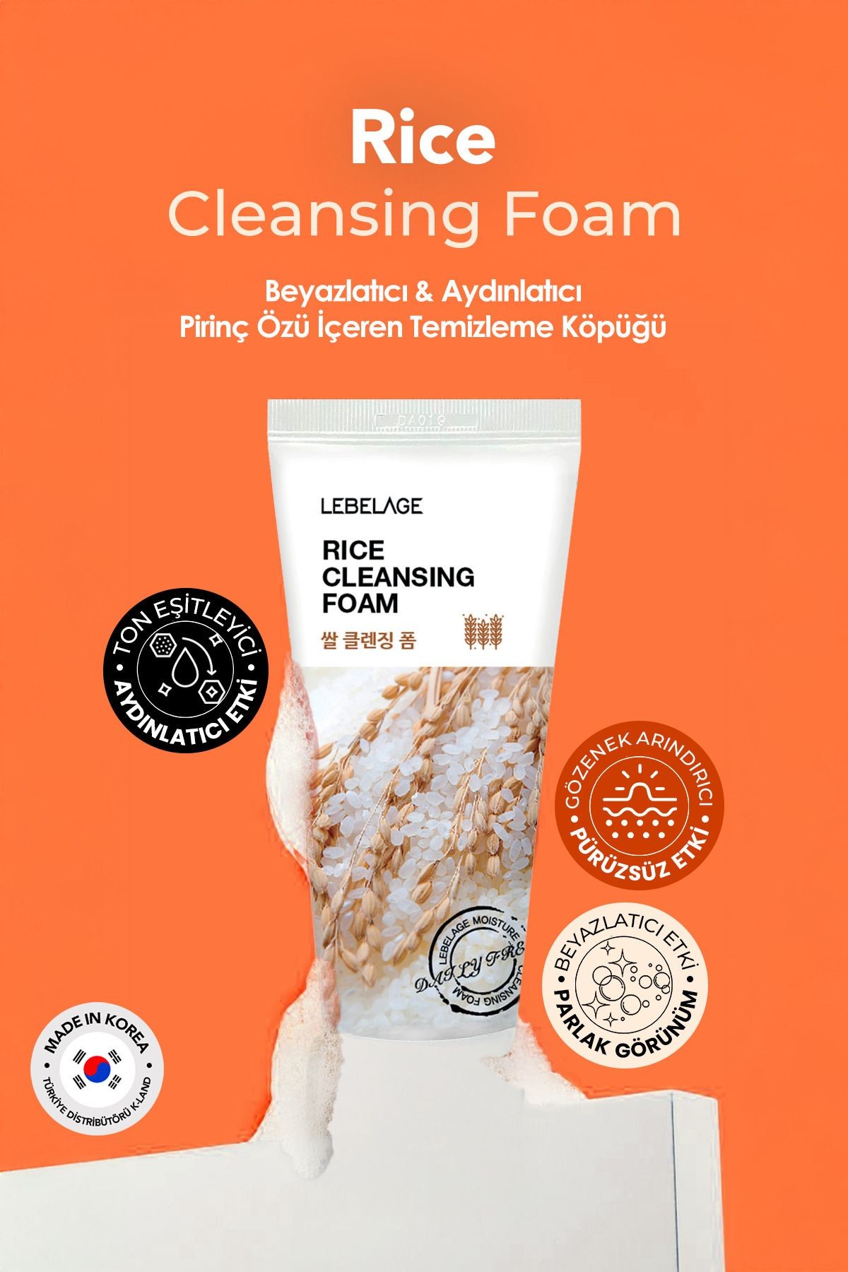 Kore Pirinç Özü İçeren Aydınlatıcı Temizleme Köpüğü Lebelage Korean Rice Cleansing Foam